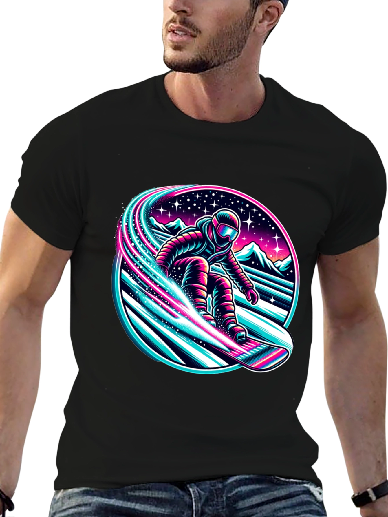 Neon Snowboarder Graphic T-Shirt