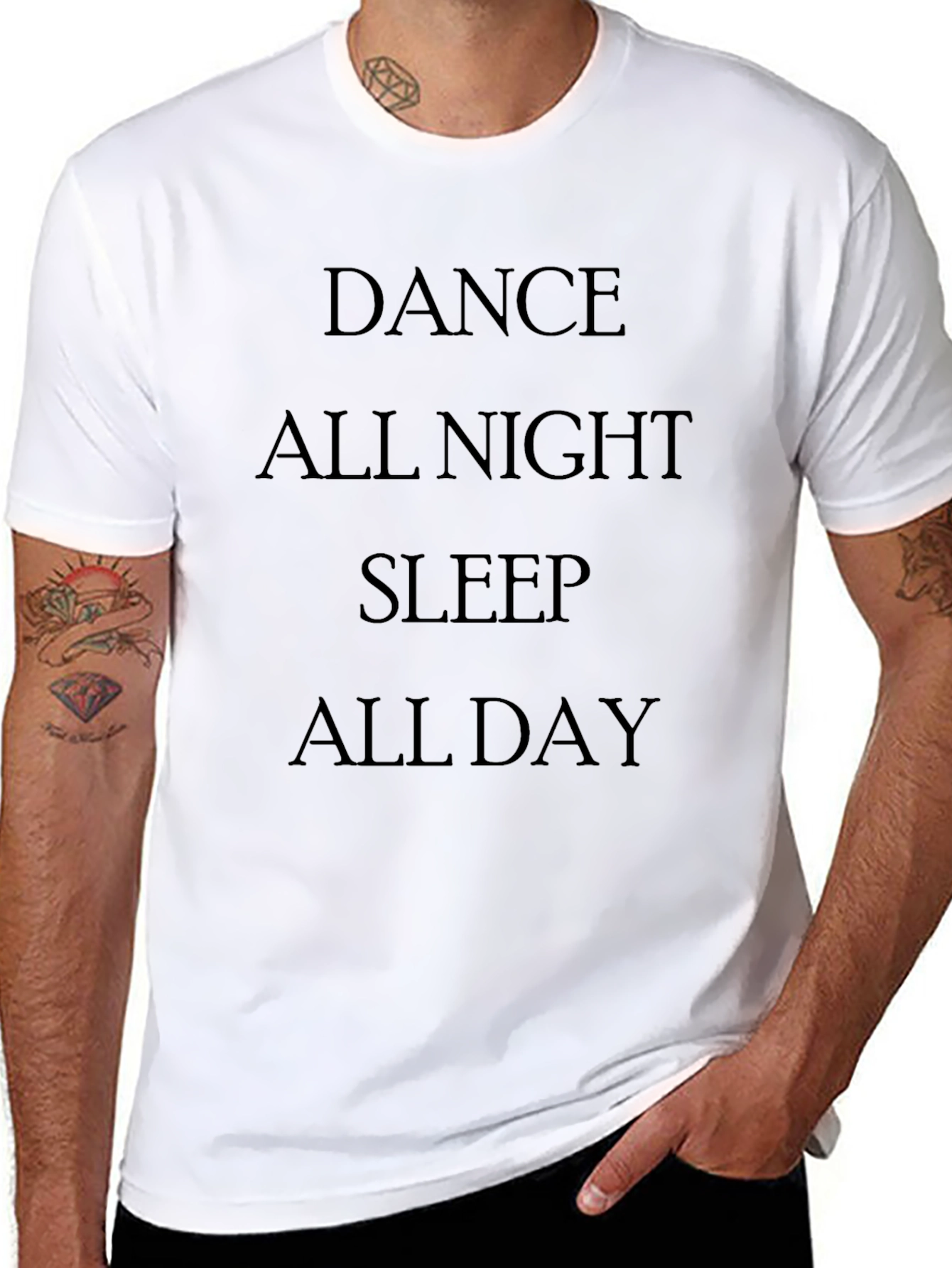 Dance All Night Sleep All Day Black T-Shirt