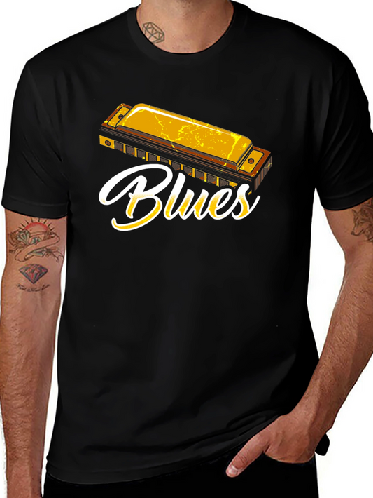 Blues Harmonica Graphic T-Shirt - Music Lover Tee