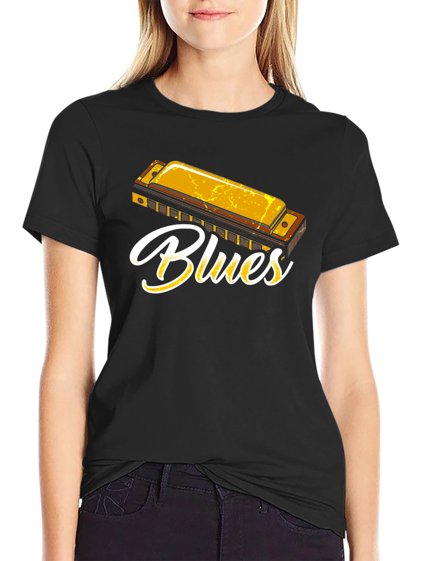 Blues Harmonica Graphic T-Shirt - Music Lover Tee