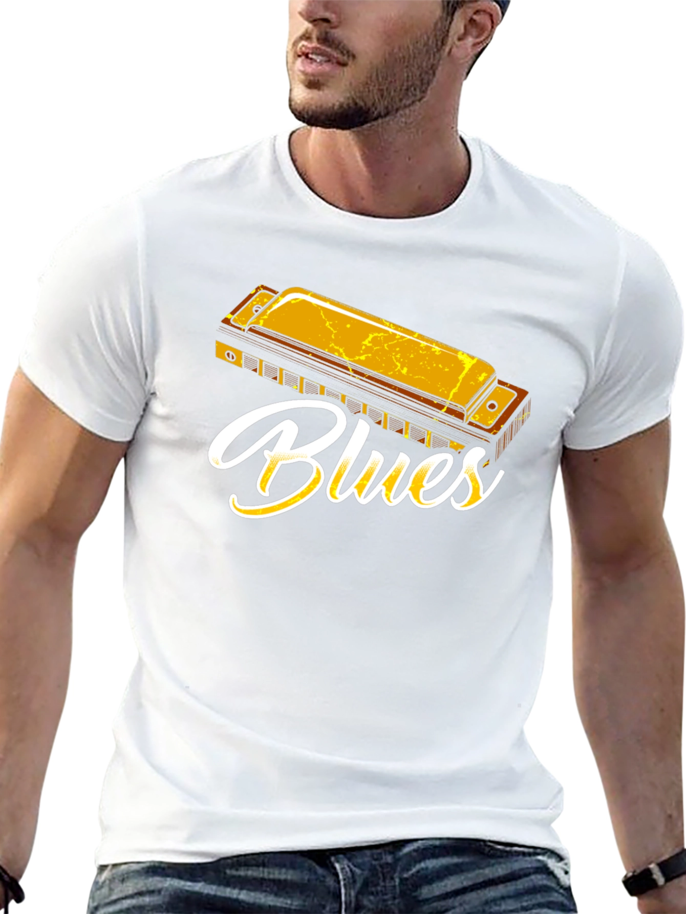 Blues Harmonica Graphic T-Shirt - Music Lover Tee