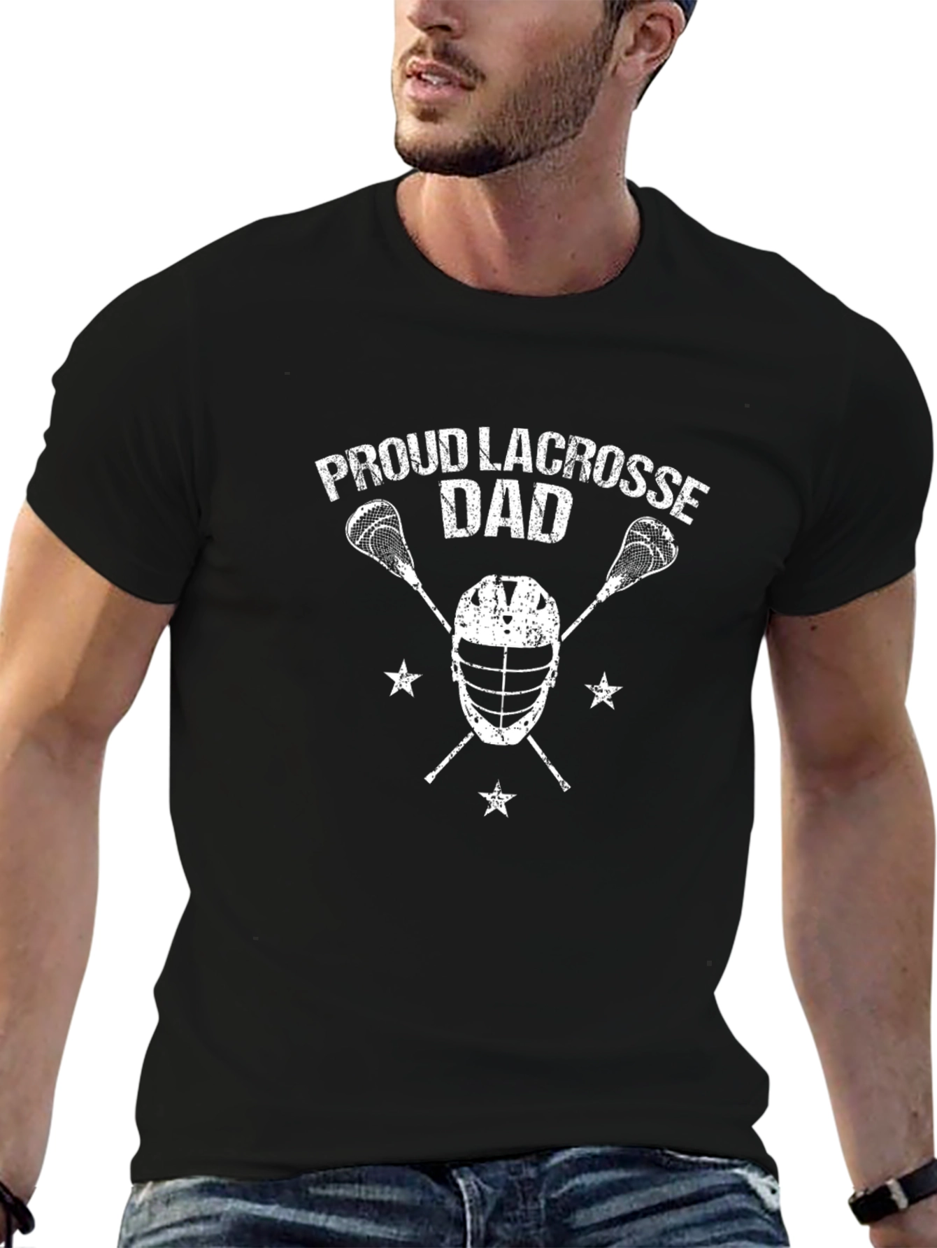Proud Lacrosse Dad Black T-Shirt