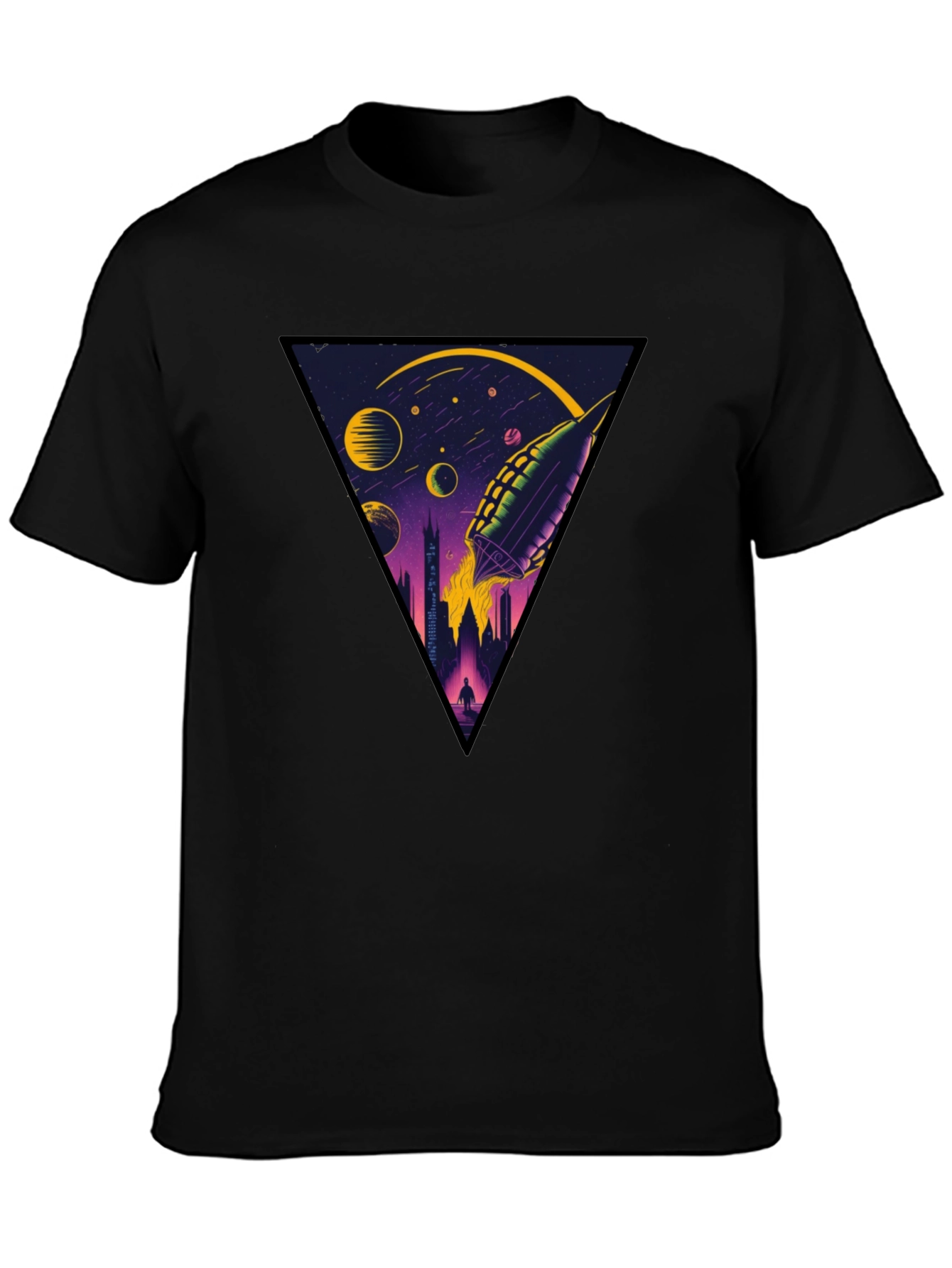 Sci-Fi Rocket Launch Graphic T-Shirt
