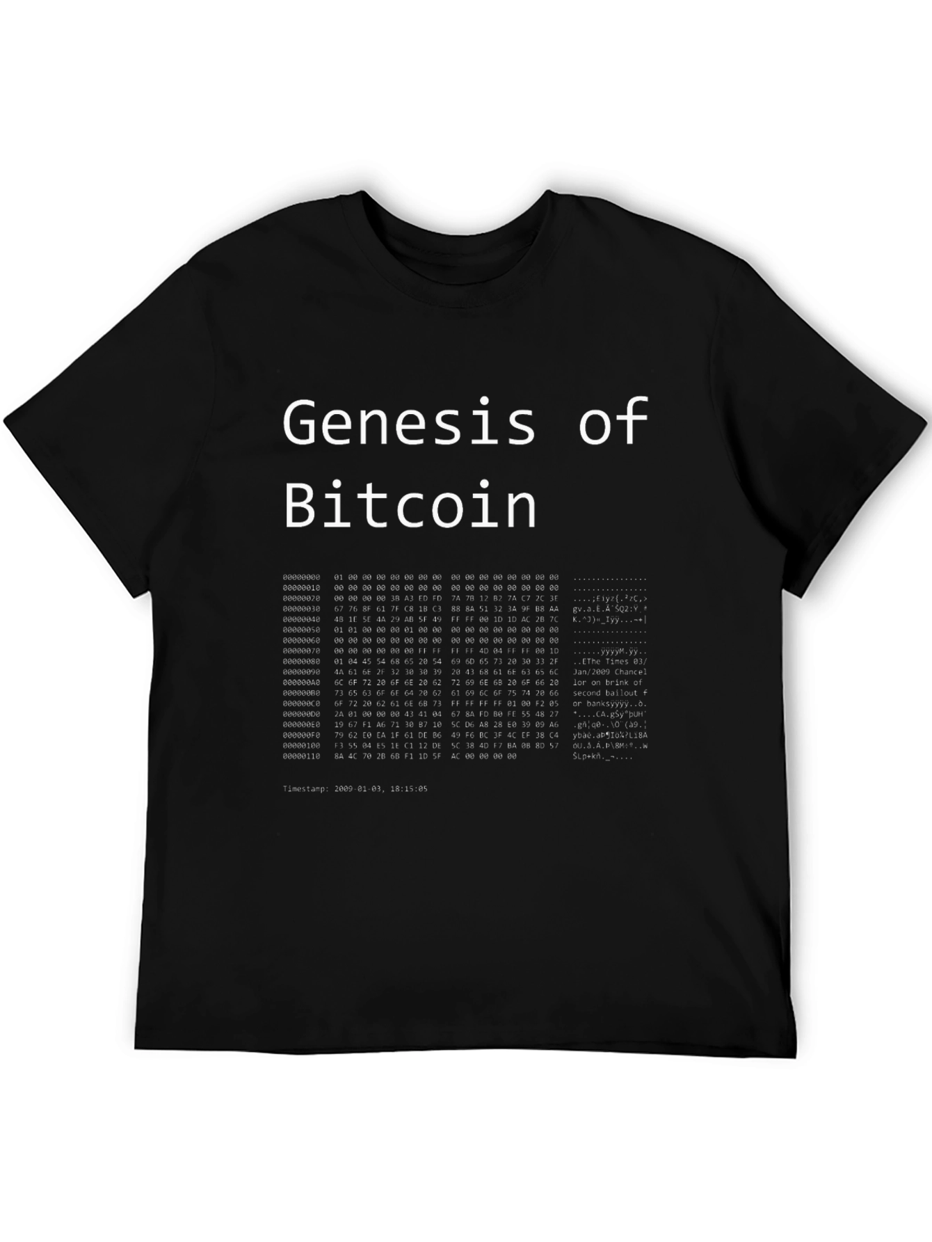 Genesis of Bitcoin Black T-Shirt Crypto