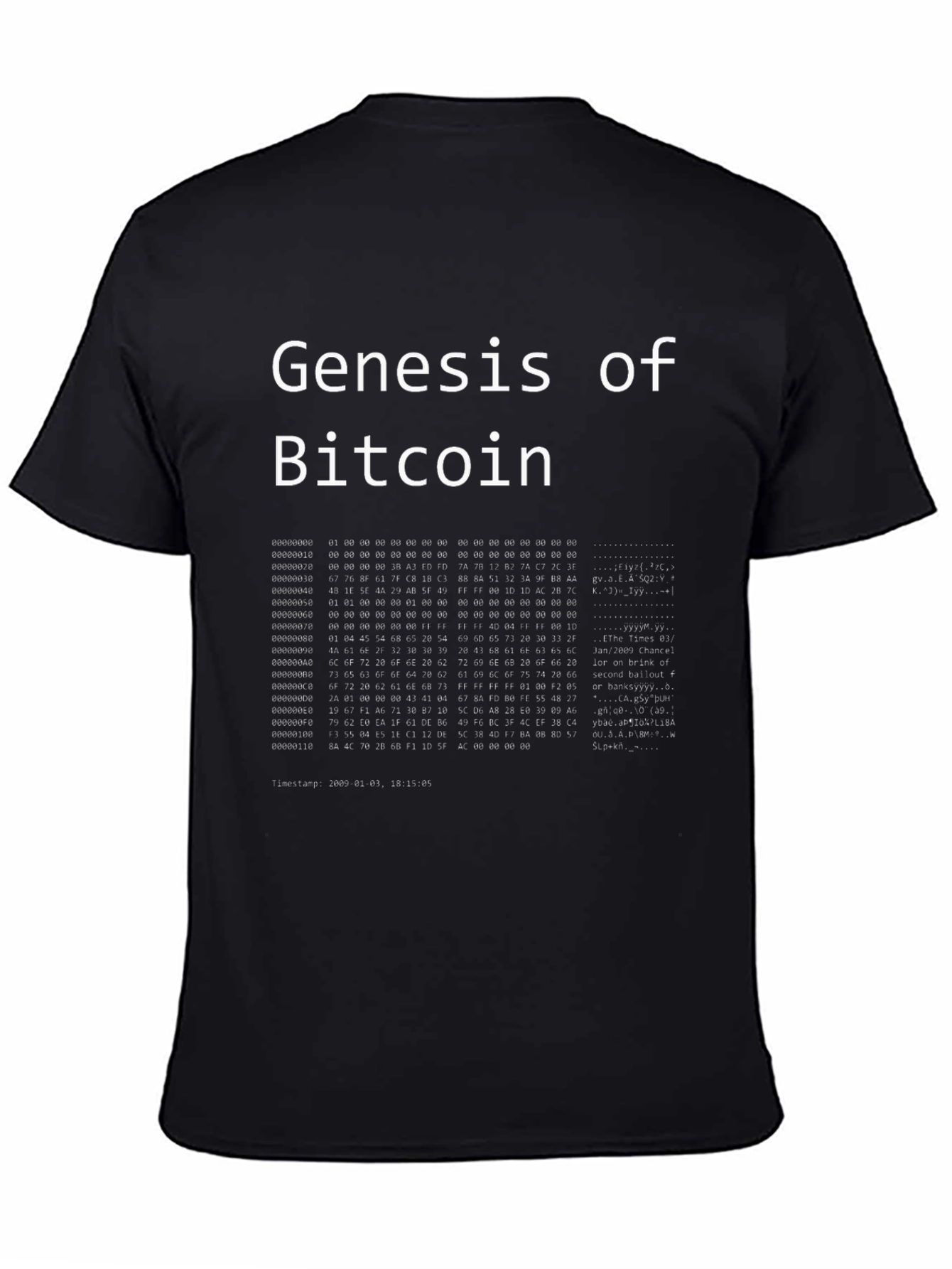 Genesis of Bitcoin Black T-Shirt Crypto
