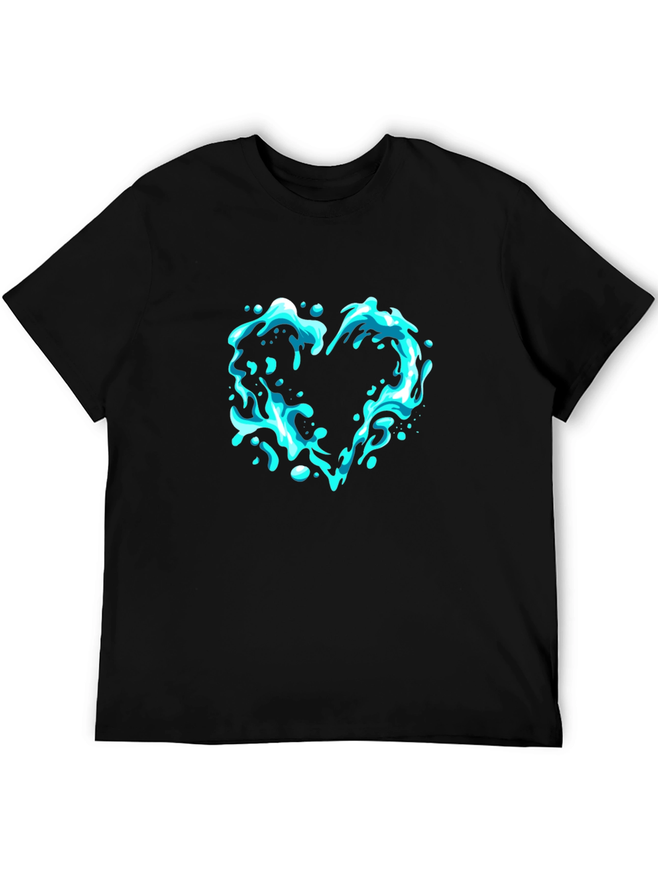 Water Heart Graphic Black T-Shirt
