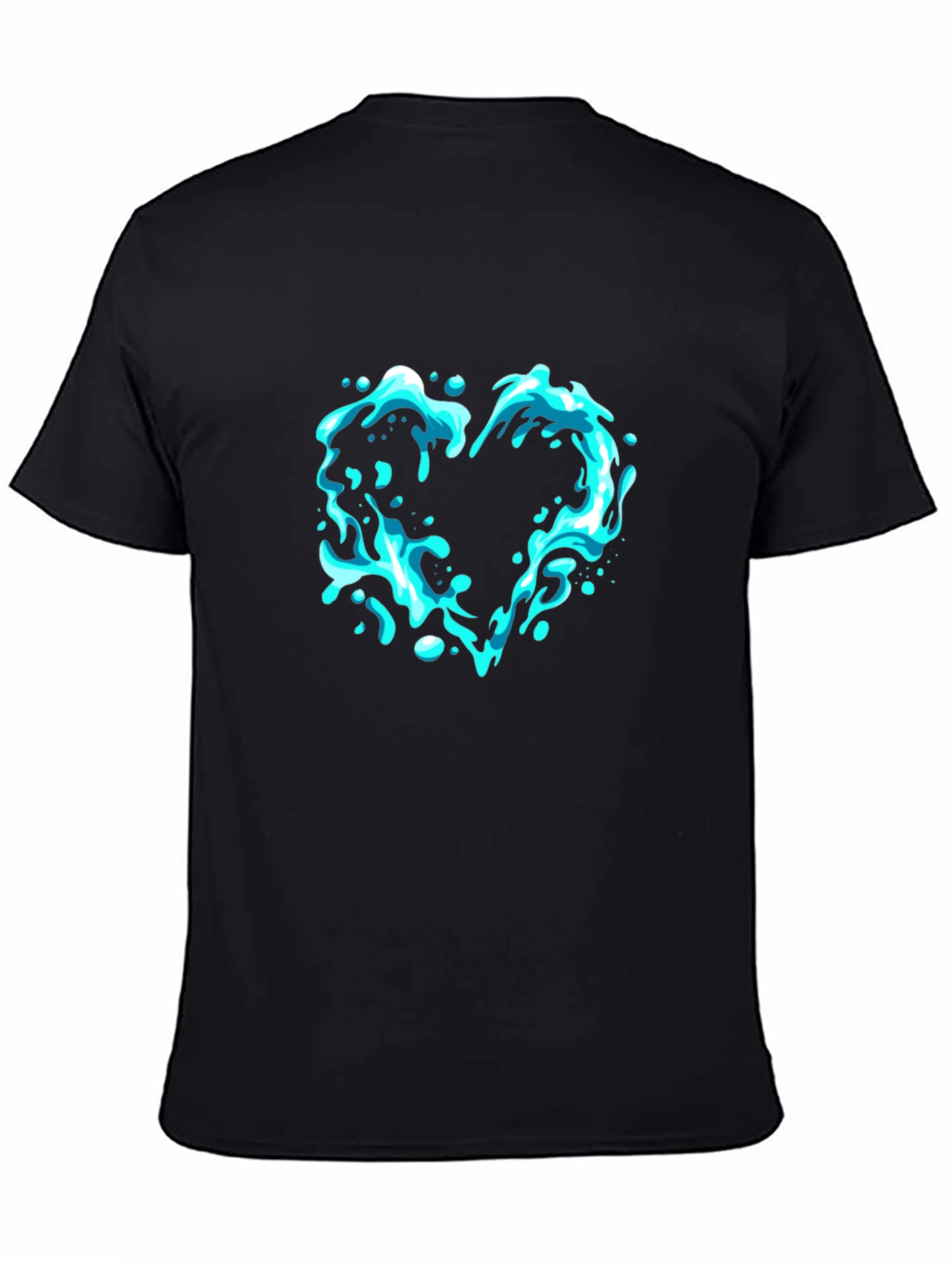 Water Heart Graphic Black T-Shirt