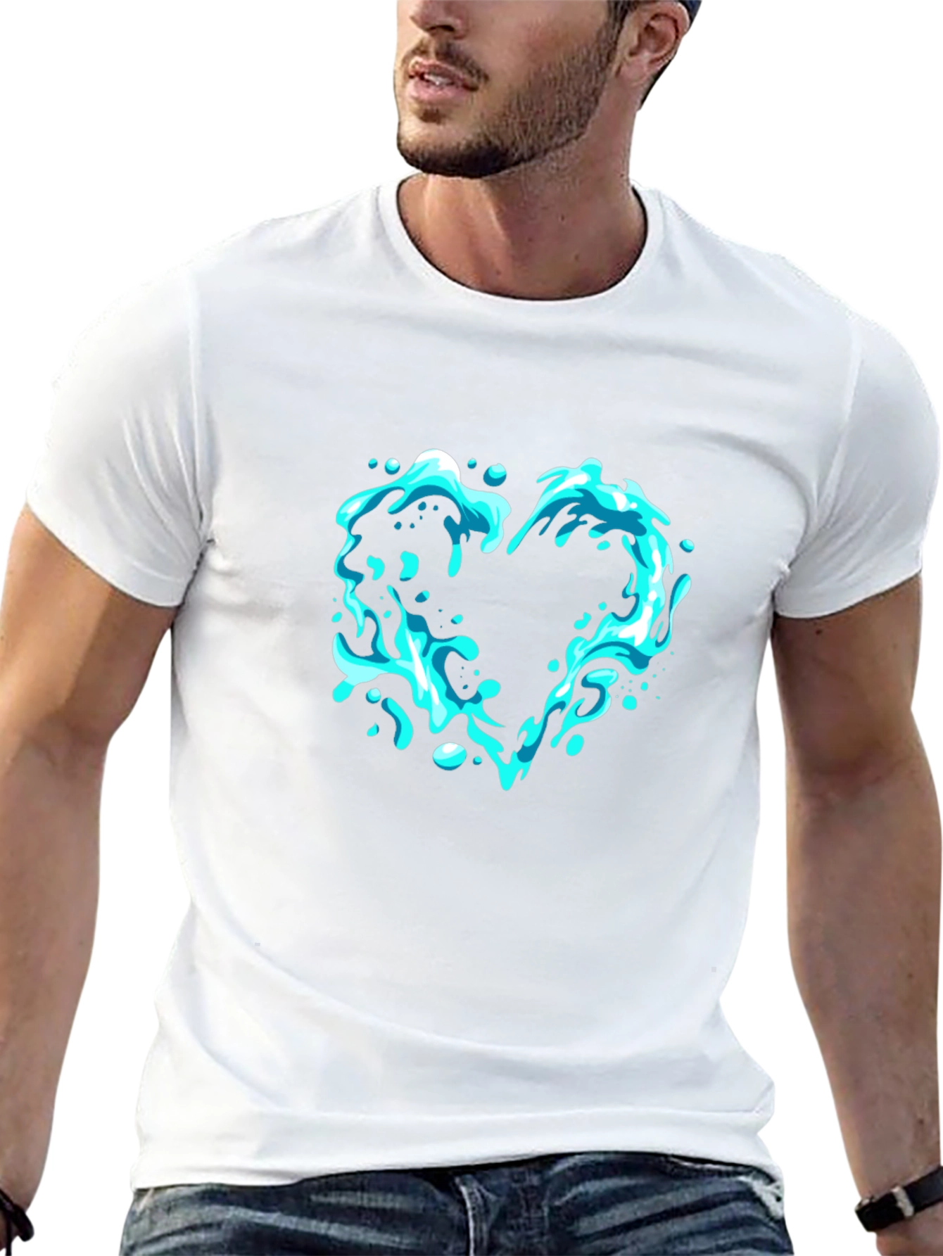 Water Heart Graphic Black T-Shirt