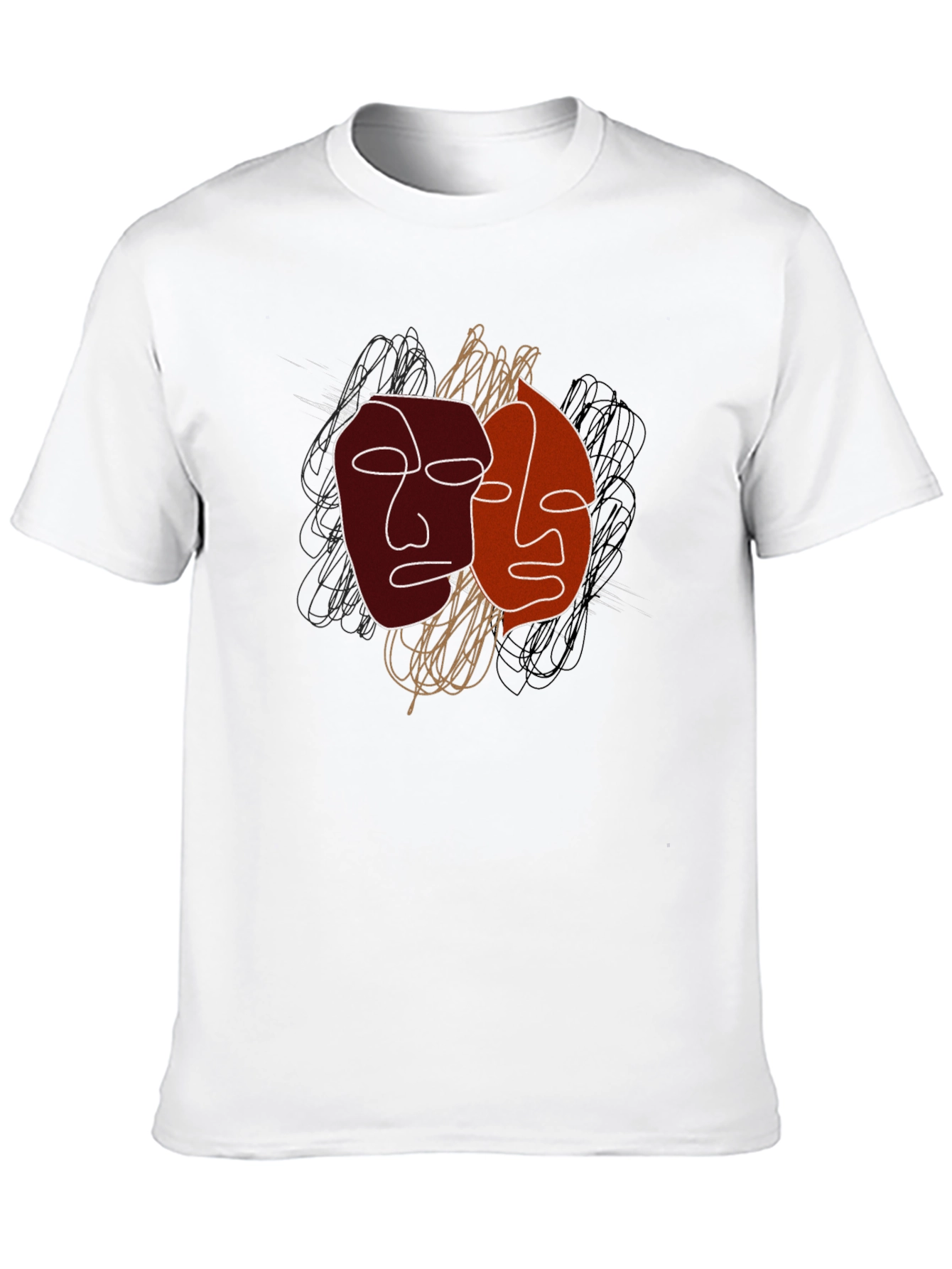 Abstract Faces Graphic Tee - Modern Art Shirt