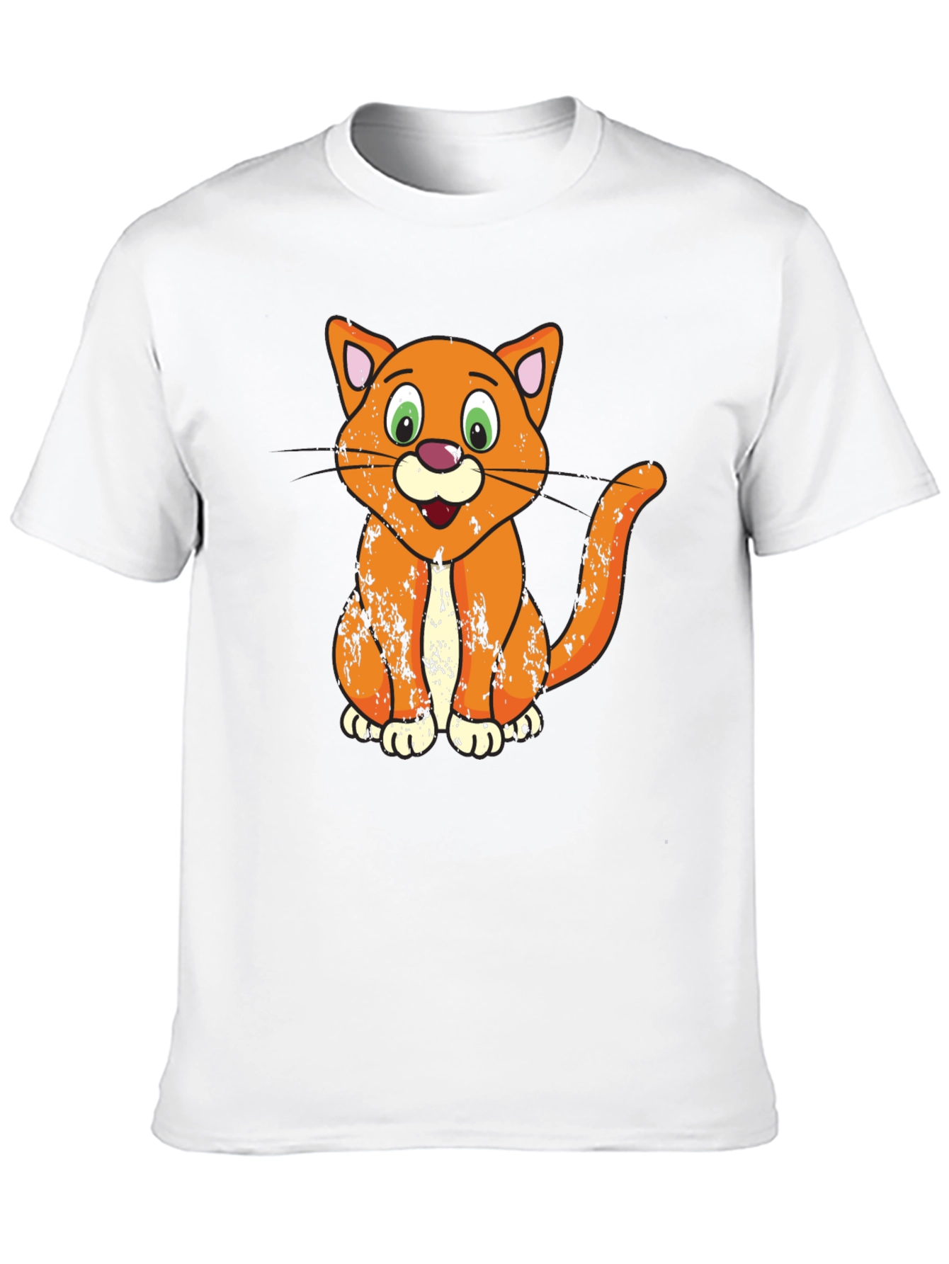 Cartoon Cat Graphic T-Shirt - Black