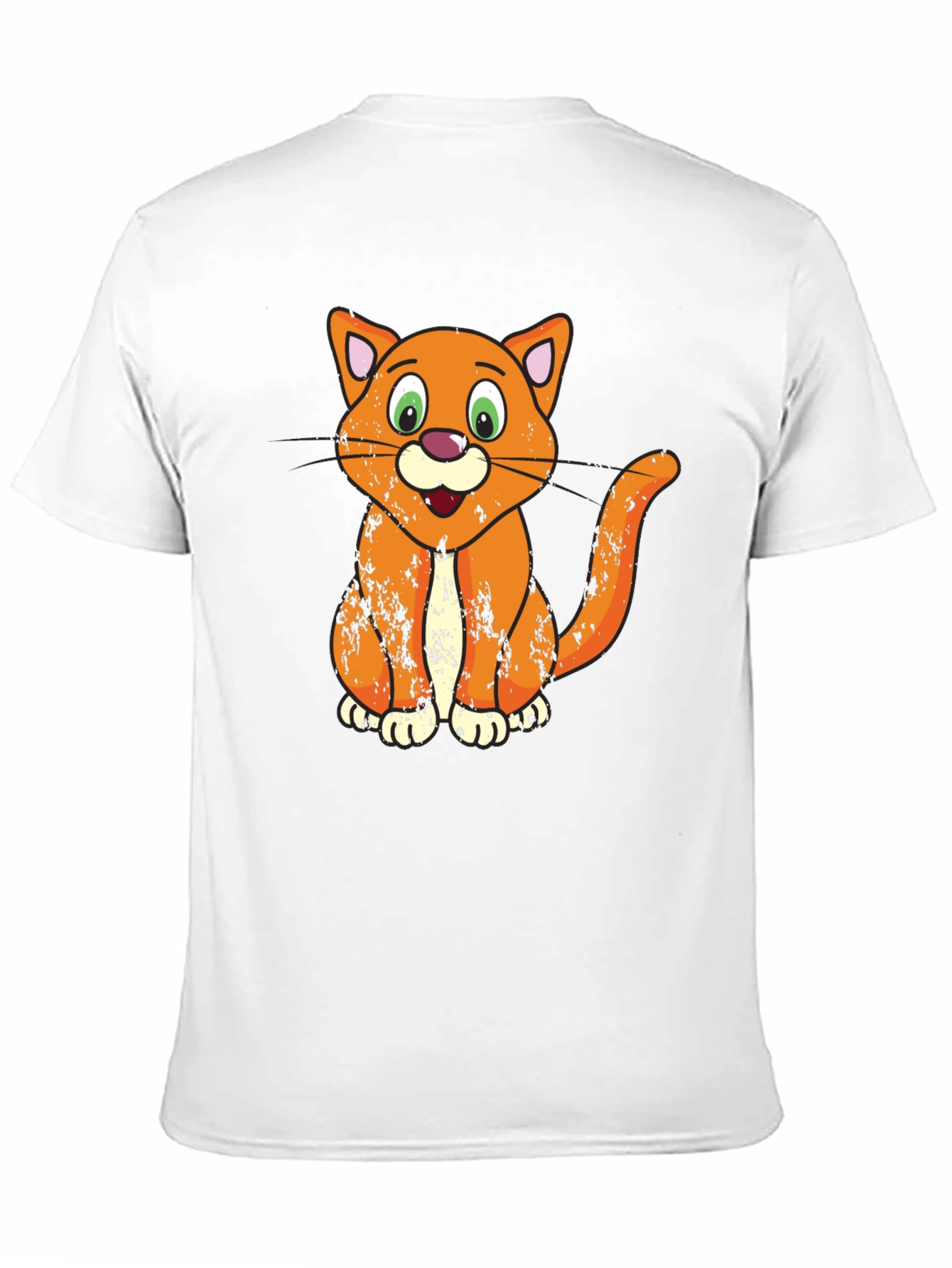 Cartoon Cat Graphic T-Shirt - Black