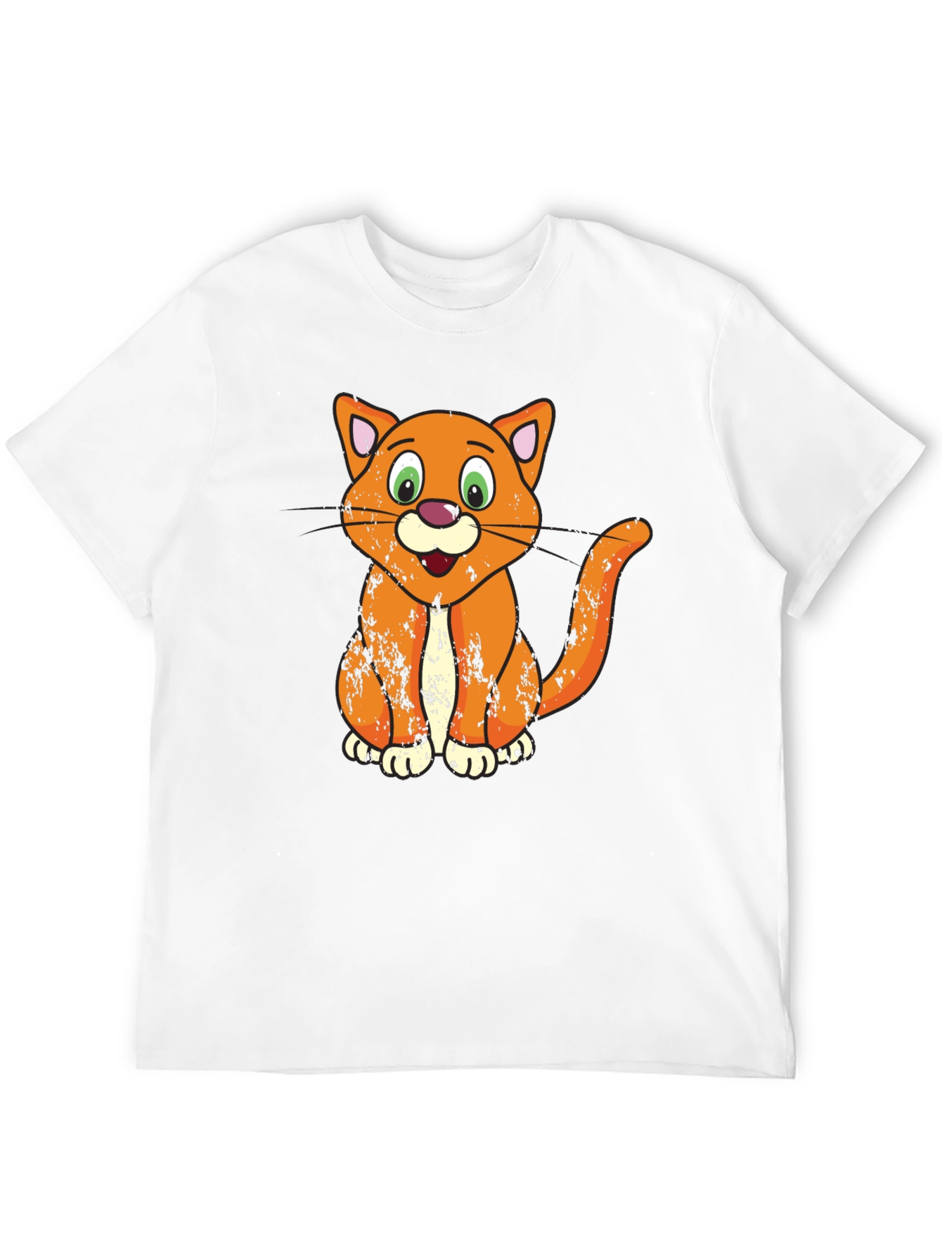 Cartoon Cat Graphic T-Shirt - Black