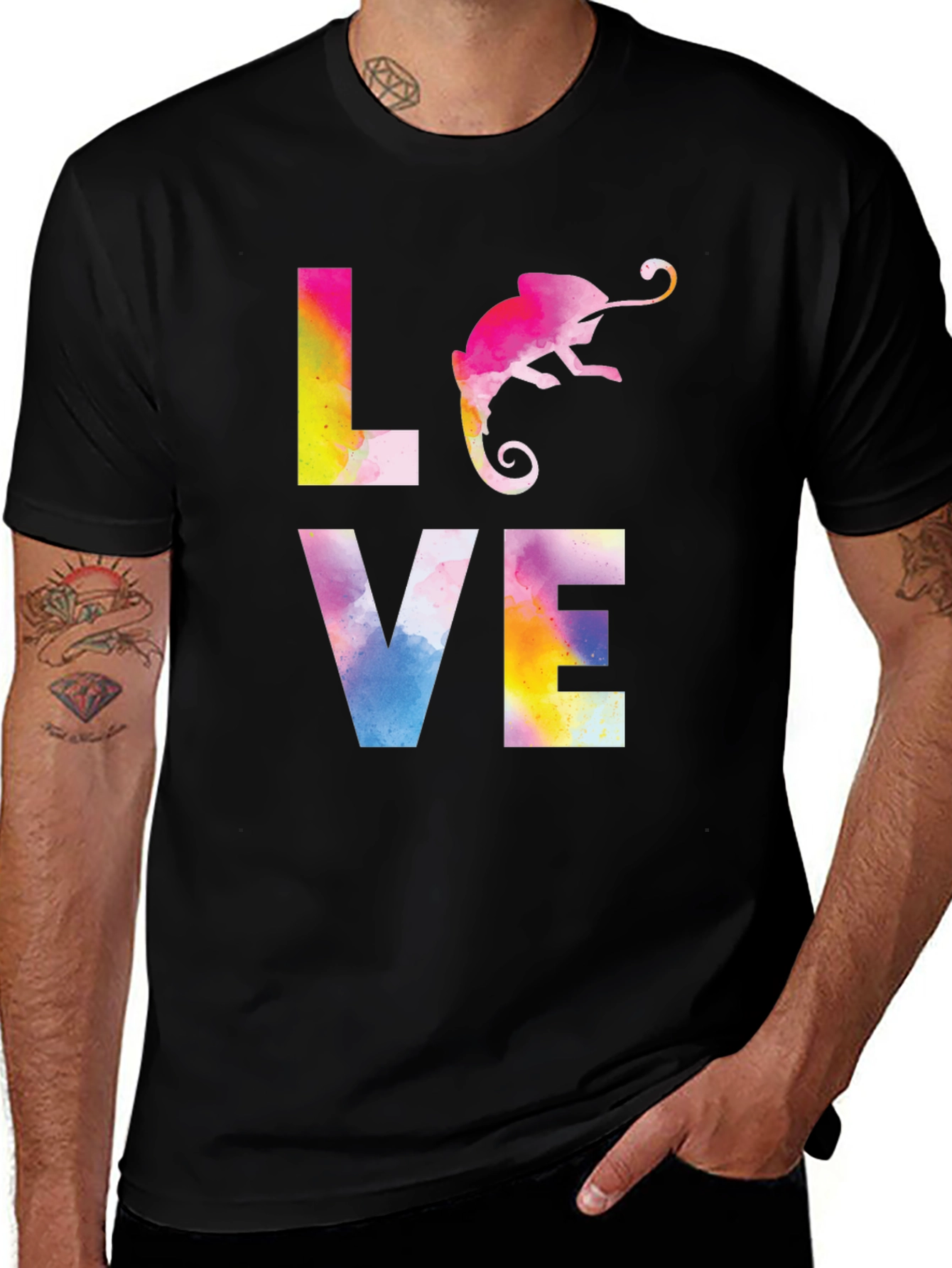 Love Chameleon Graphic Print T-Shirt
