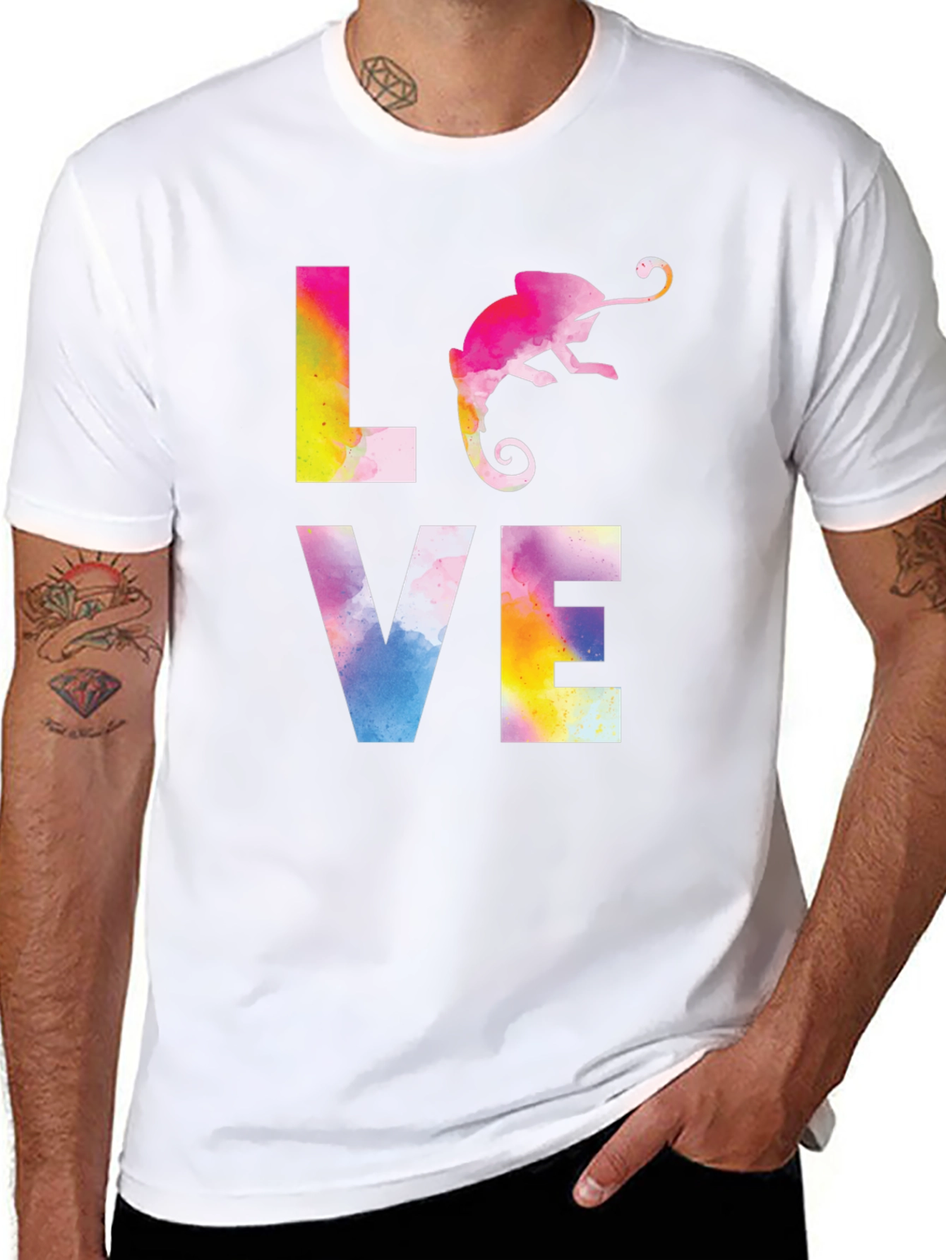 Love Chameleon Graphic Print T-Shirt