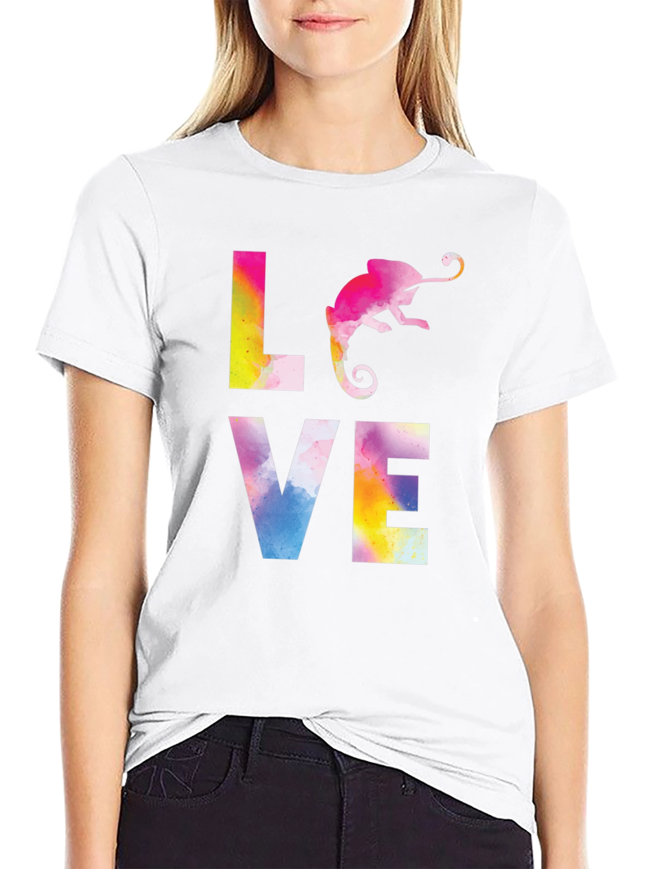 Love Chameleon Graphic Print T-Shirt