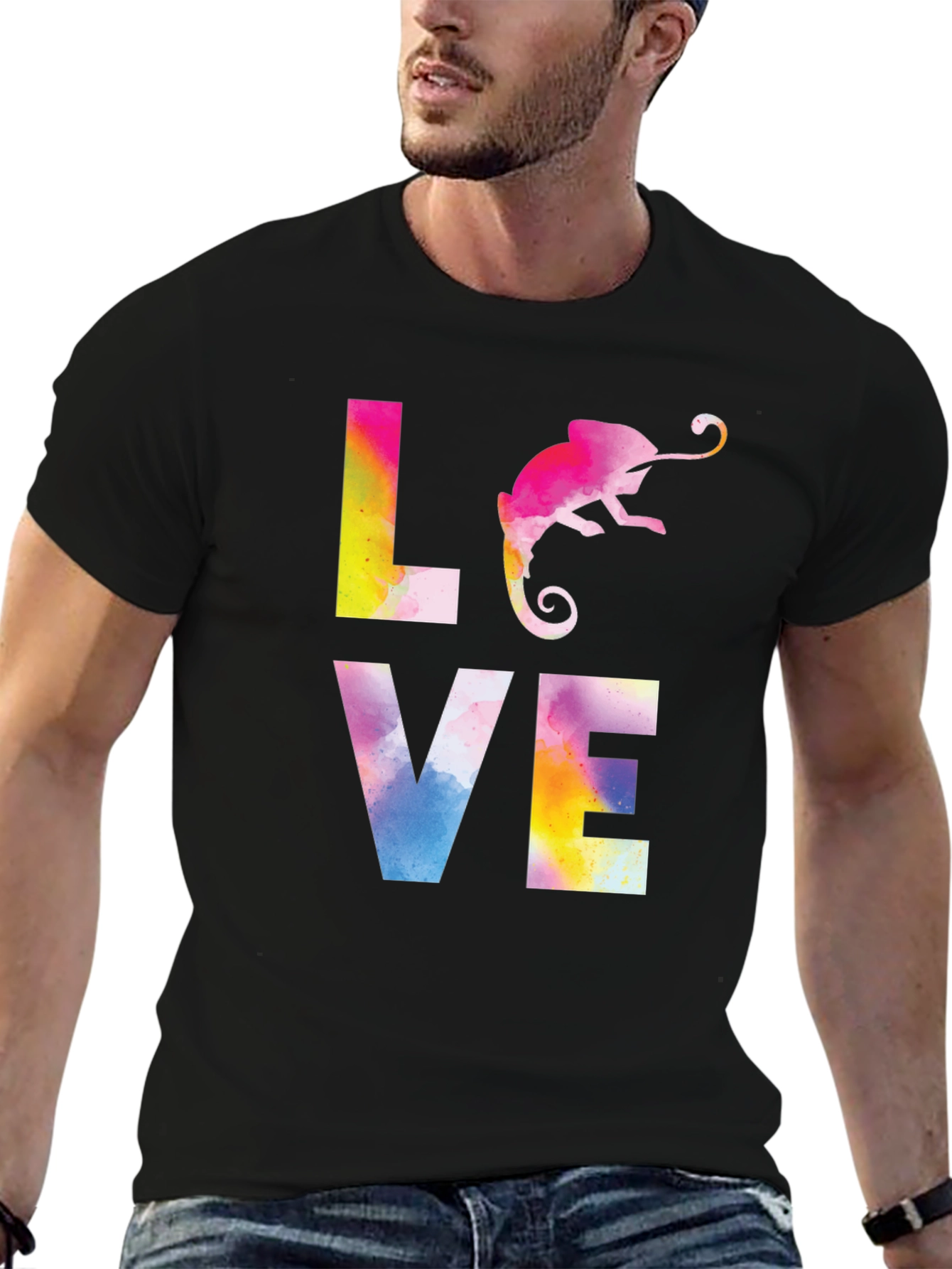 Love Chameleon Graphic Print T-Shirt