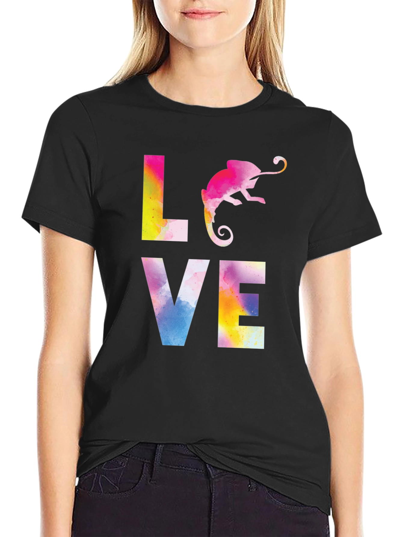 Love Chameleon Graphic Print T-Shirt