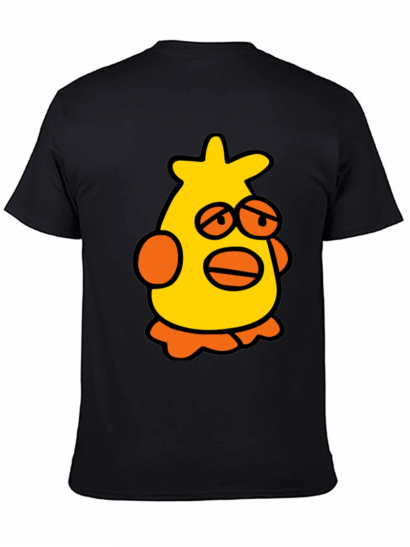 Cartoon Chicken Black T-Shirt
