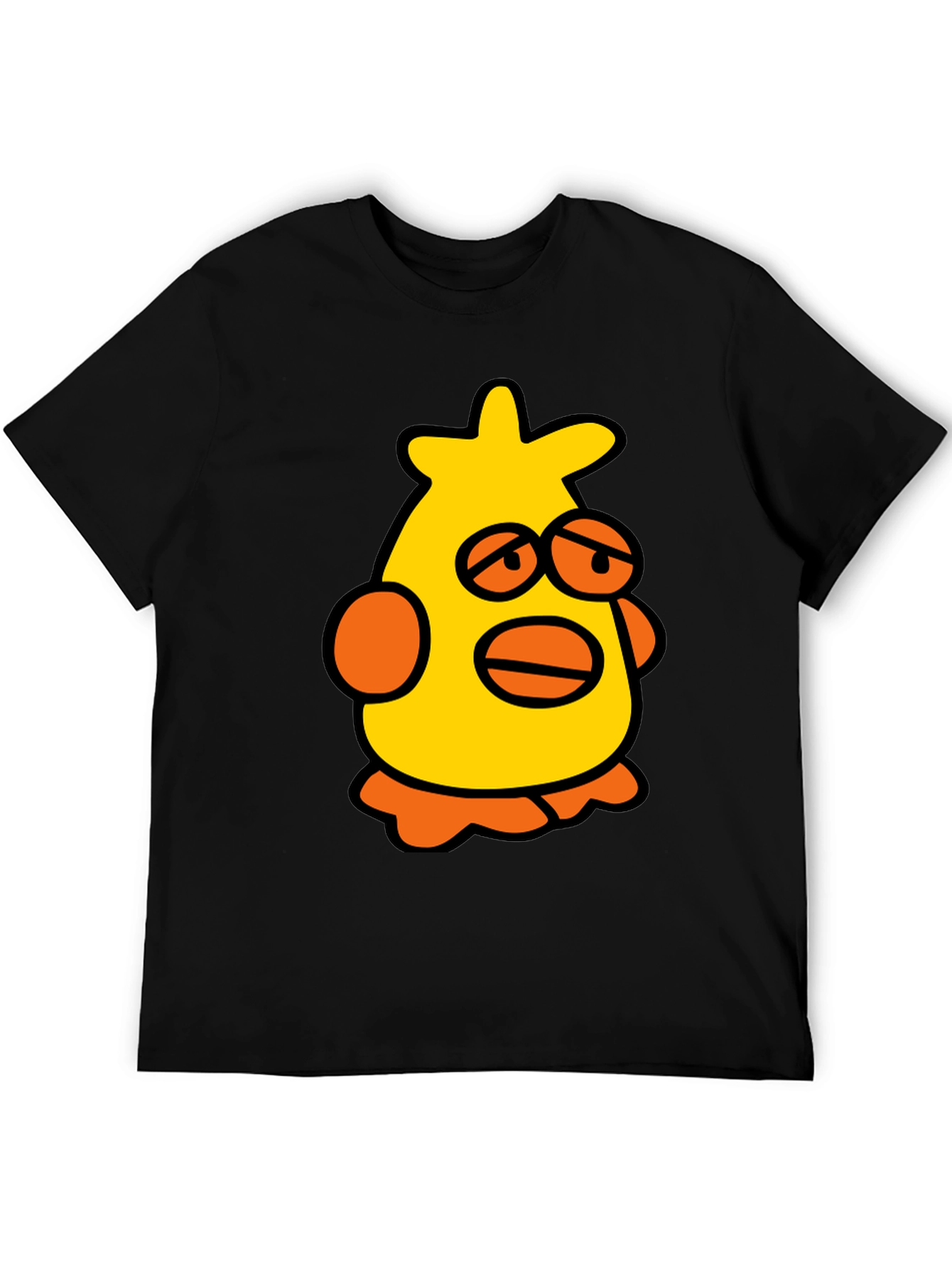 Cartoon Chicken Black T-Shirt