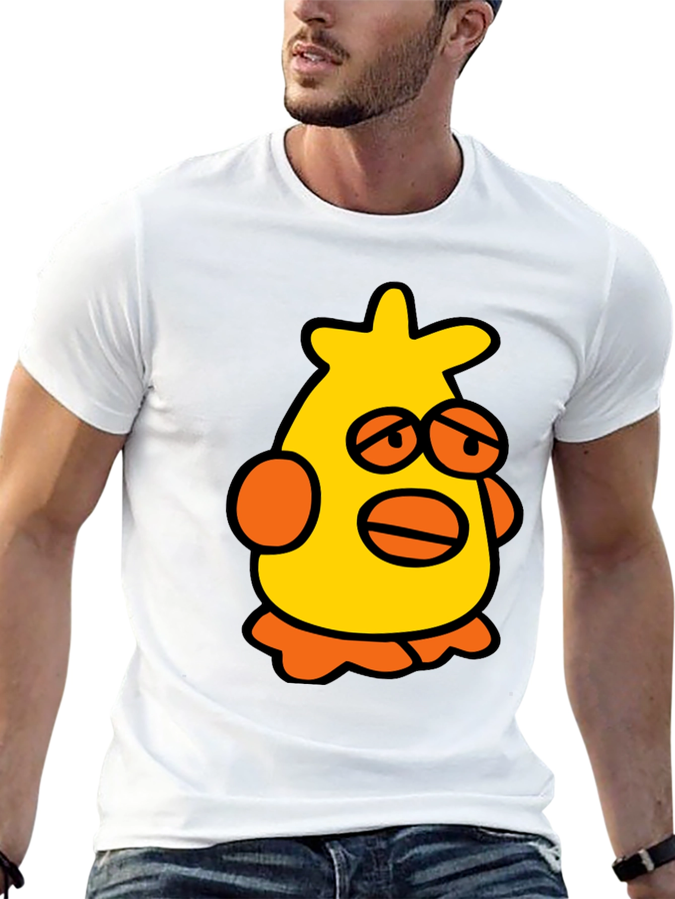 Cartoon Chicken Black T-Shirt