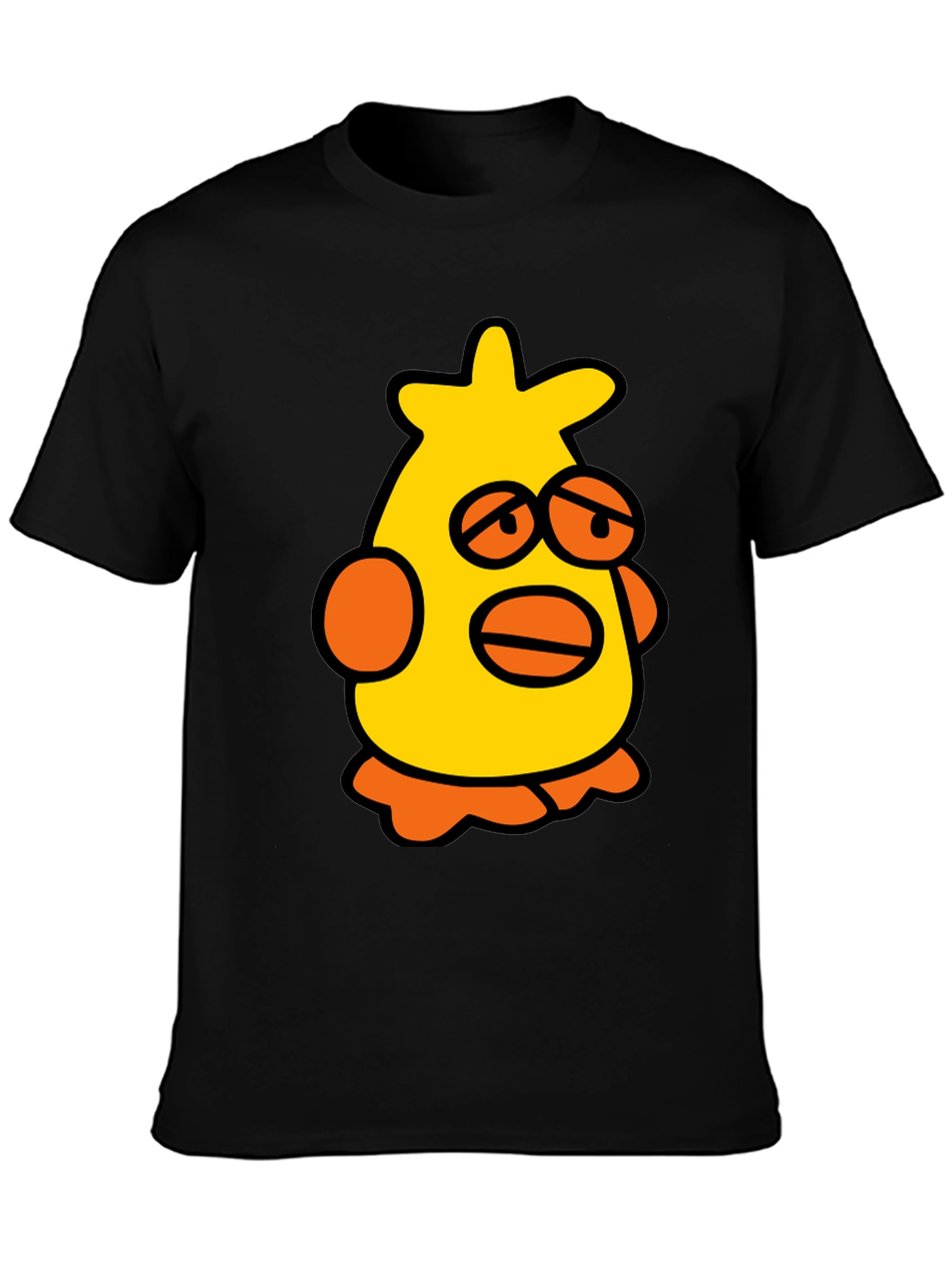 Cartoon Chicken Black T-Shirt