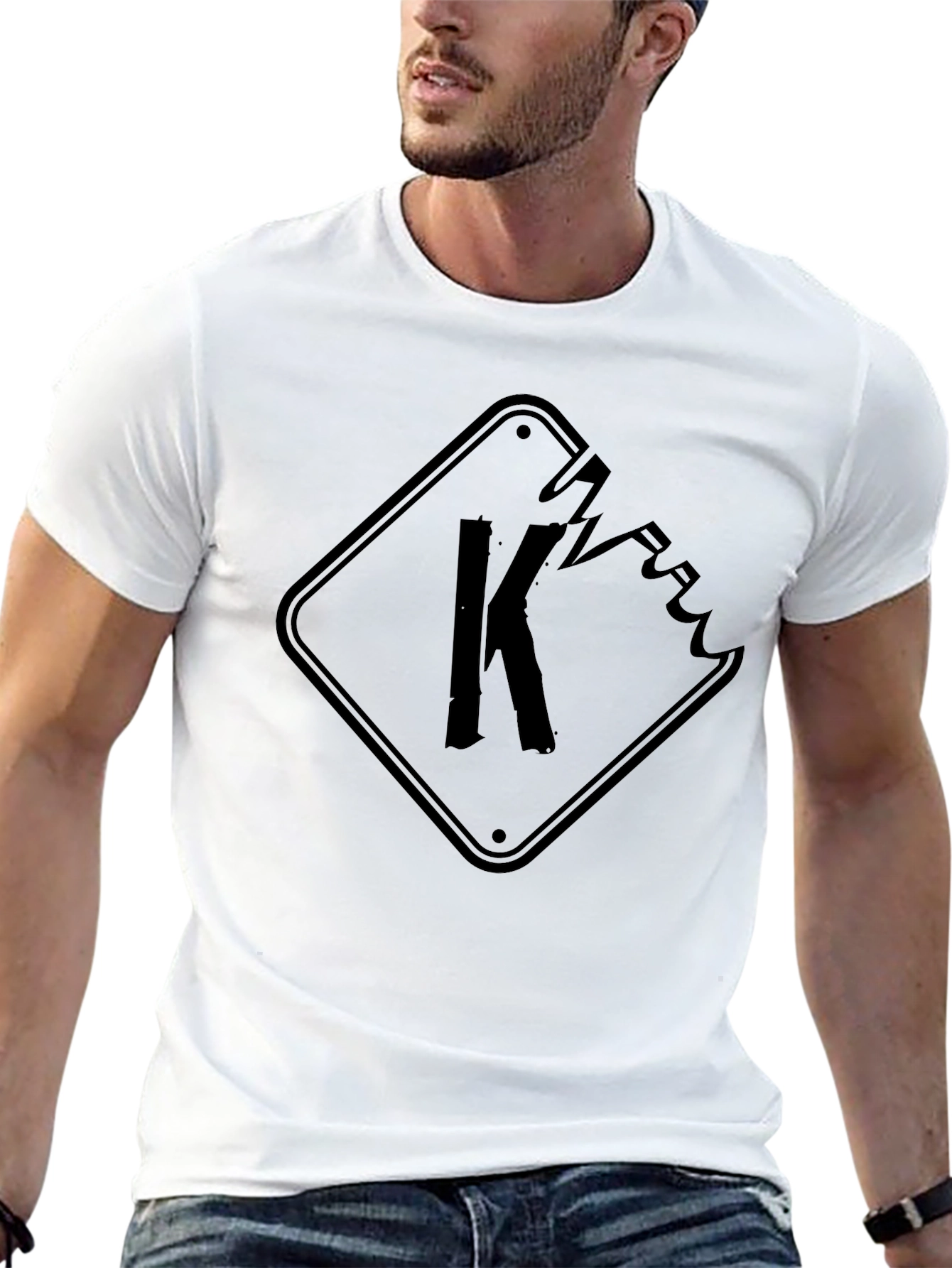 Distressed K Symbol Graphic Tee - Cool Black Shirt