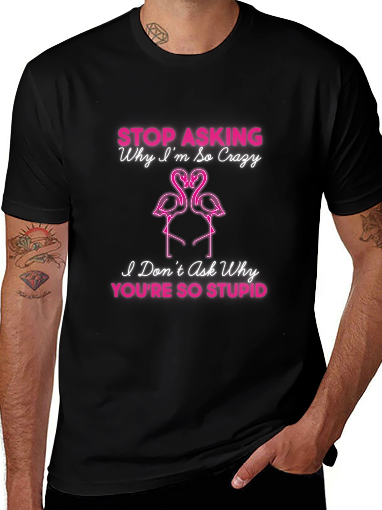 Crazy Flamingo Graphic T-Shirt