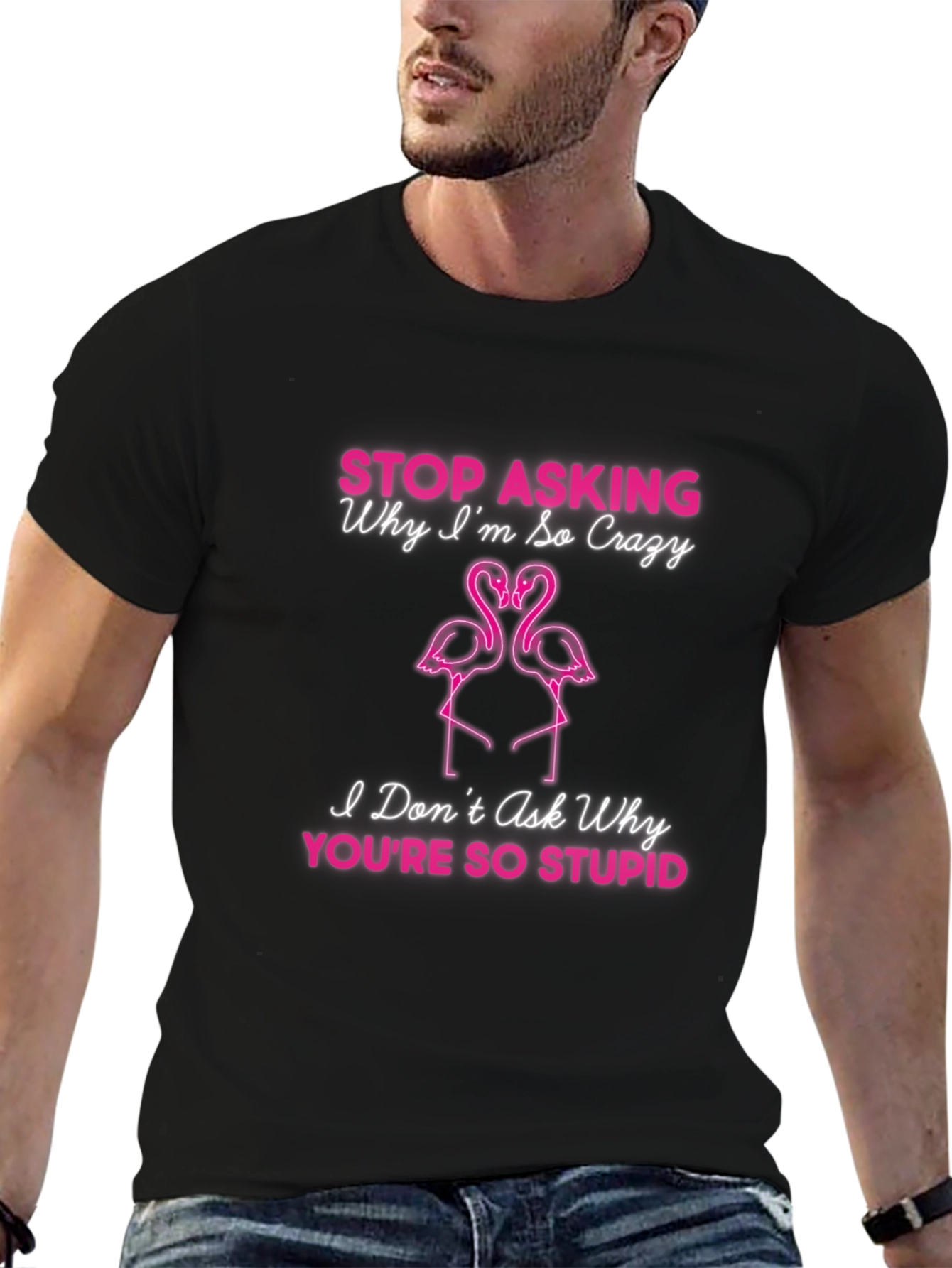 Crazy Flamingo Graphic T-Shirt