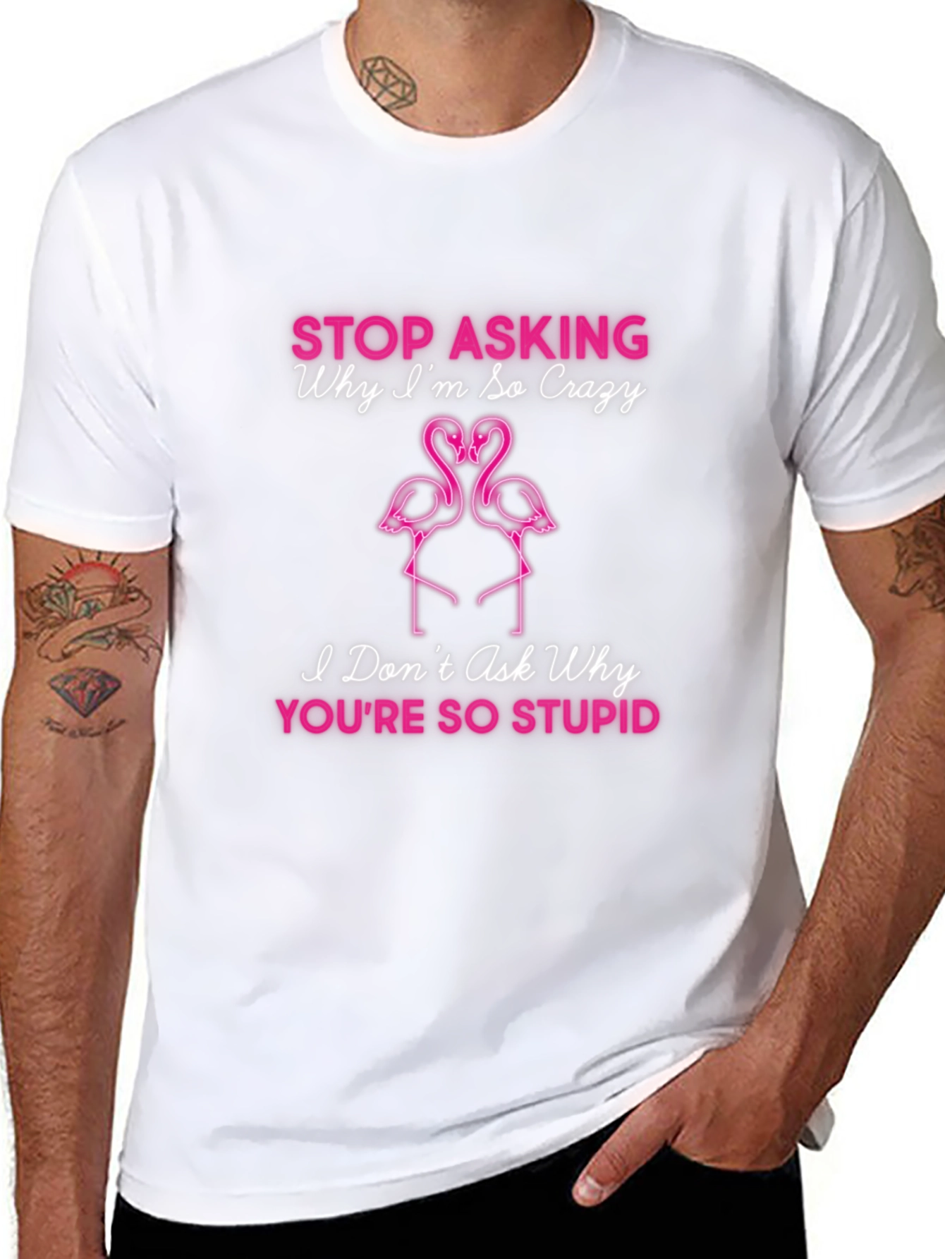 Crazy Flamingo Graphic T-Shirt