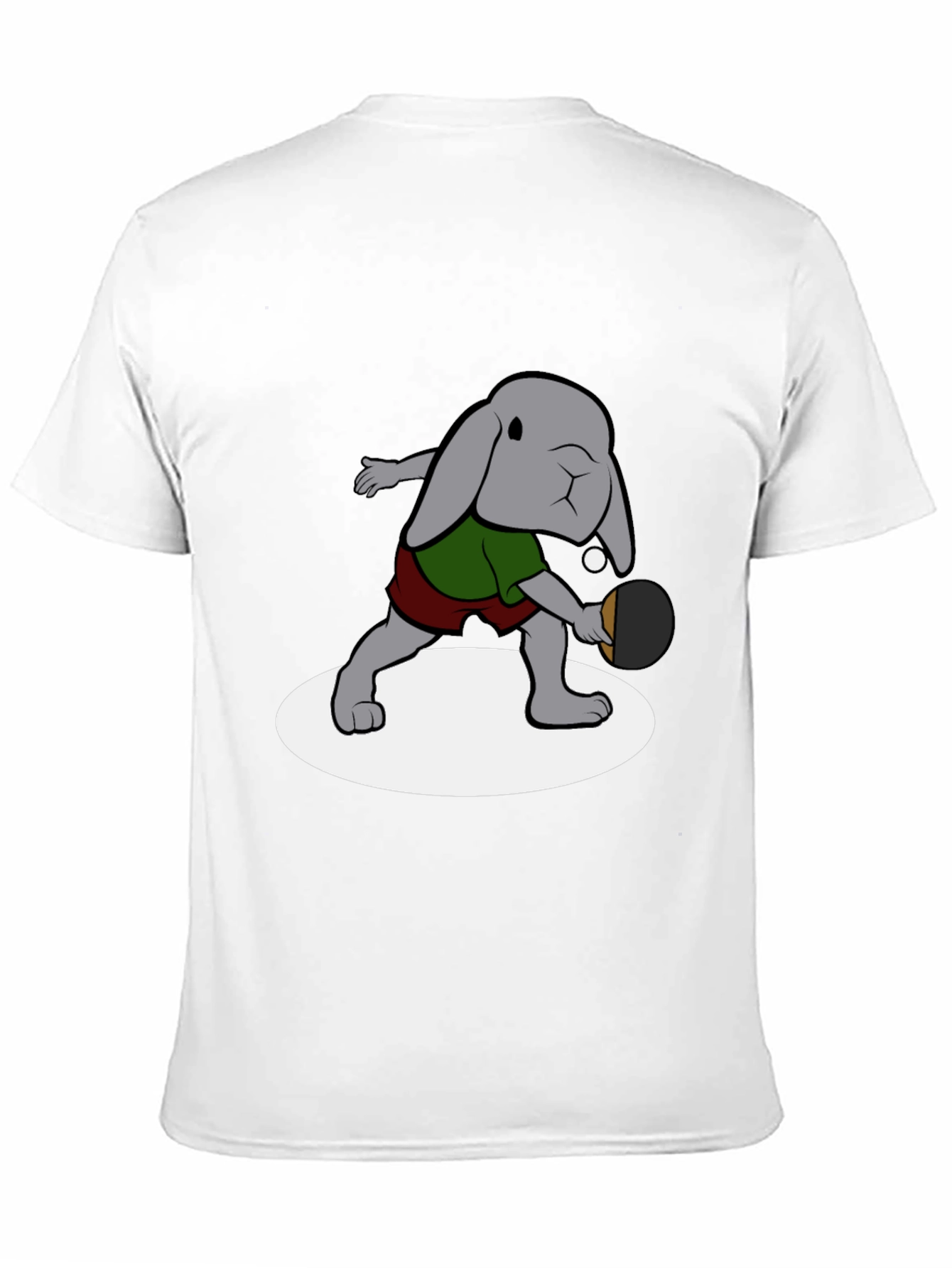 Bunny Ping Pong Player Black T-Shirt