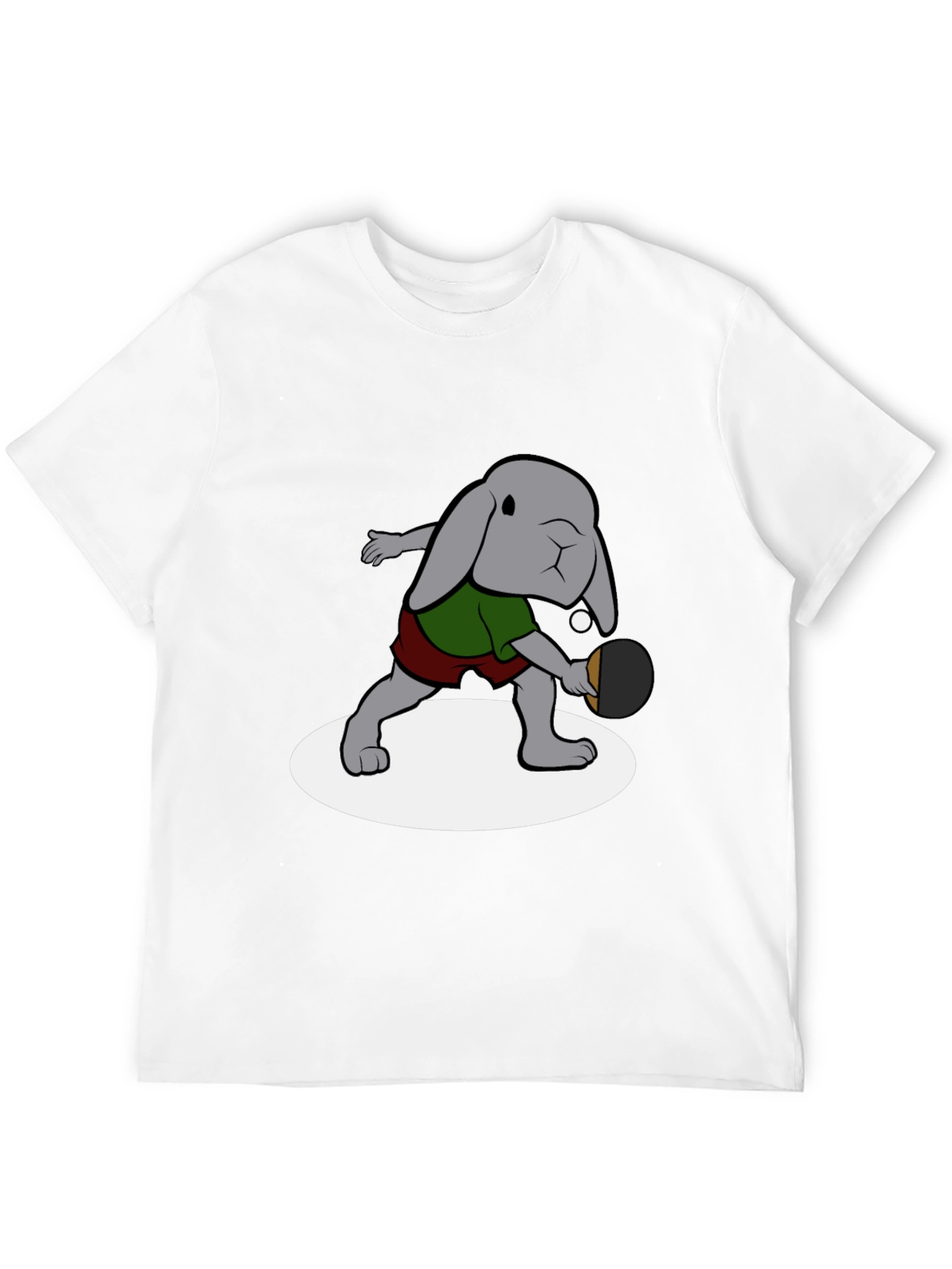 Bunny Ping Pong Player Black T-Shirt