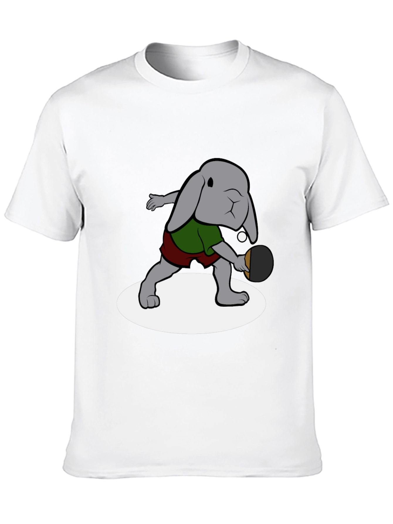 Bunny Ping Pong Player Black T-Shirt
