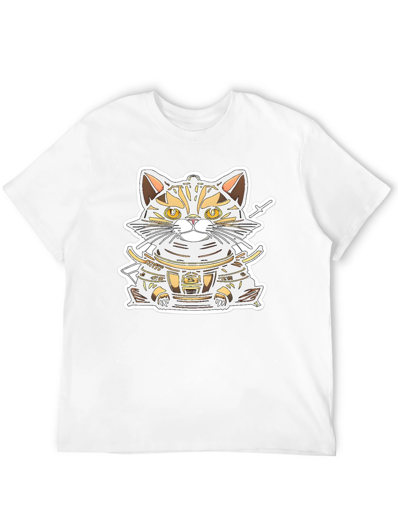 Samurai Cat Graphic Tee - Black Cotton Shirt