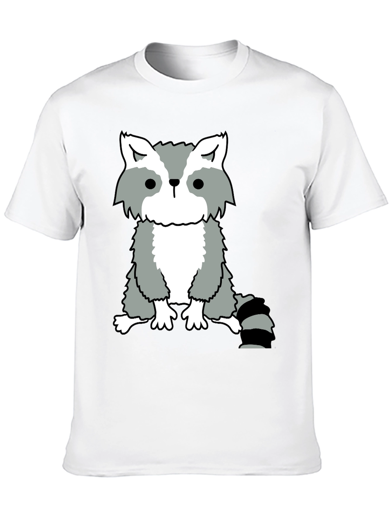 Raccoon Graphic Tee - Casual Black Cotton T-Shirt