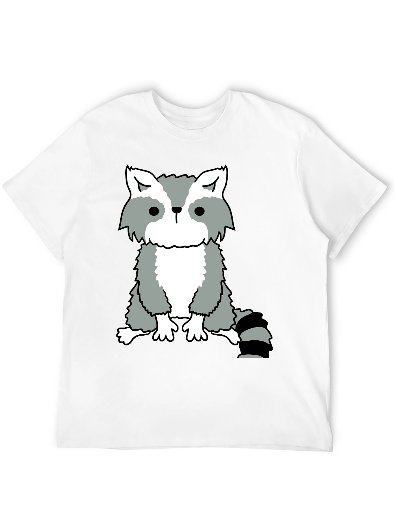 Raccoon Graphic Tee - Casual Black Cotton T-Shirt