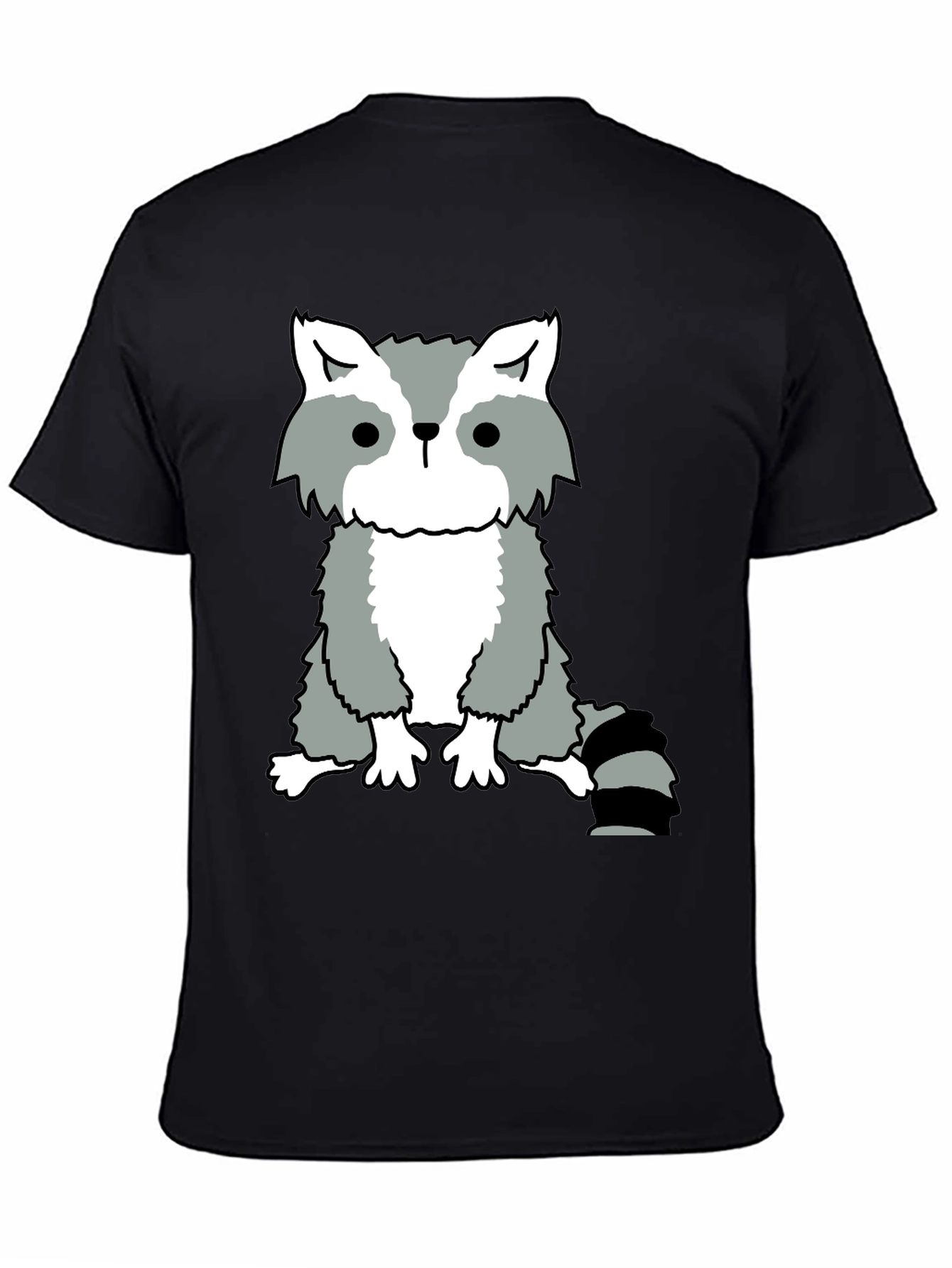 Raccoon Graphic Tee - Casual Black Cotton T-Shirt