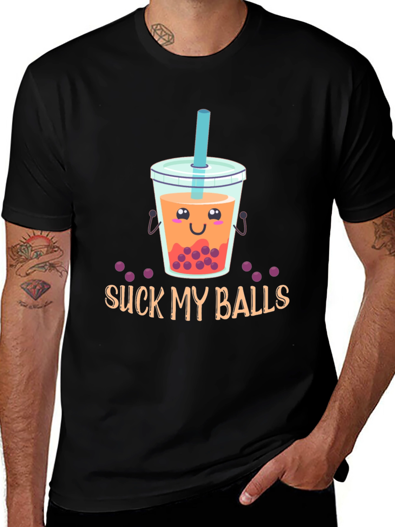 Suck My Balls Bubble Tea Graphic T-Shirt