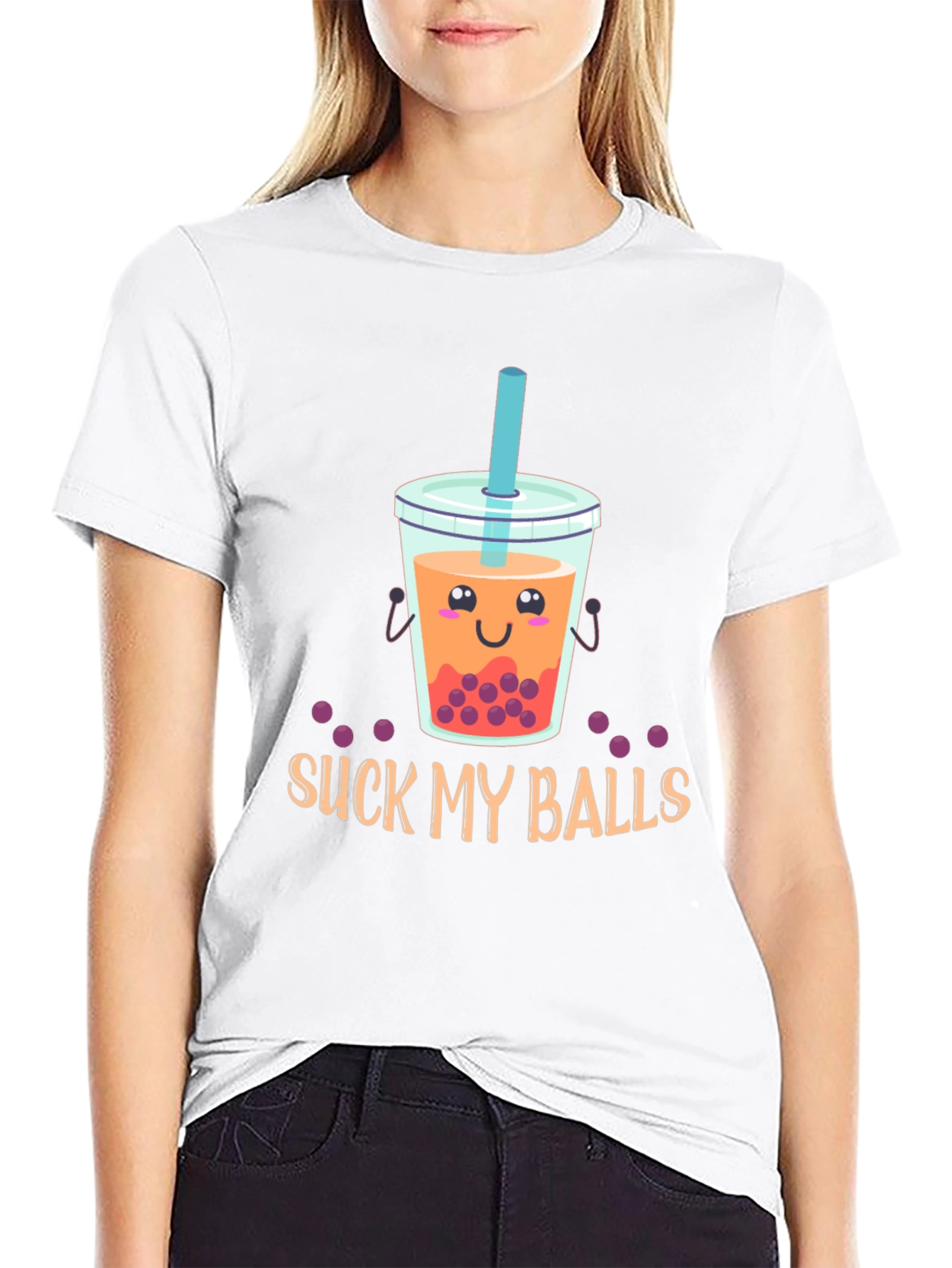 Suck My Balls Bubble Tea Graphic T-Shirt