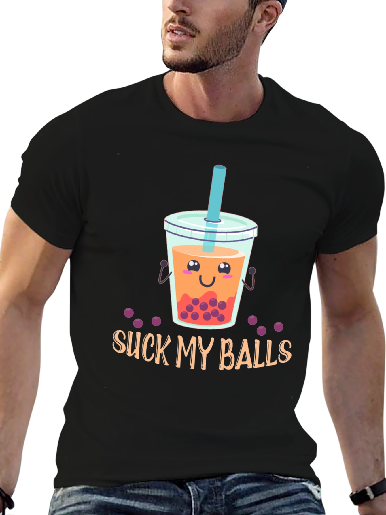 Suck My Balls Bubble Tea Graphic T-Shirt
