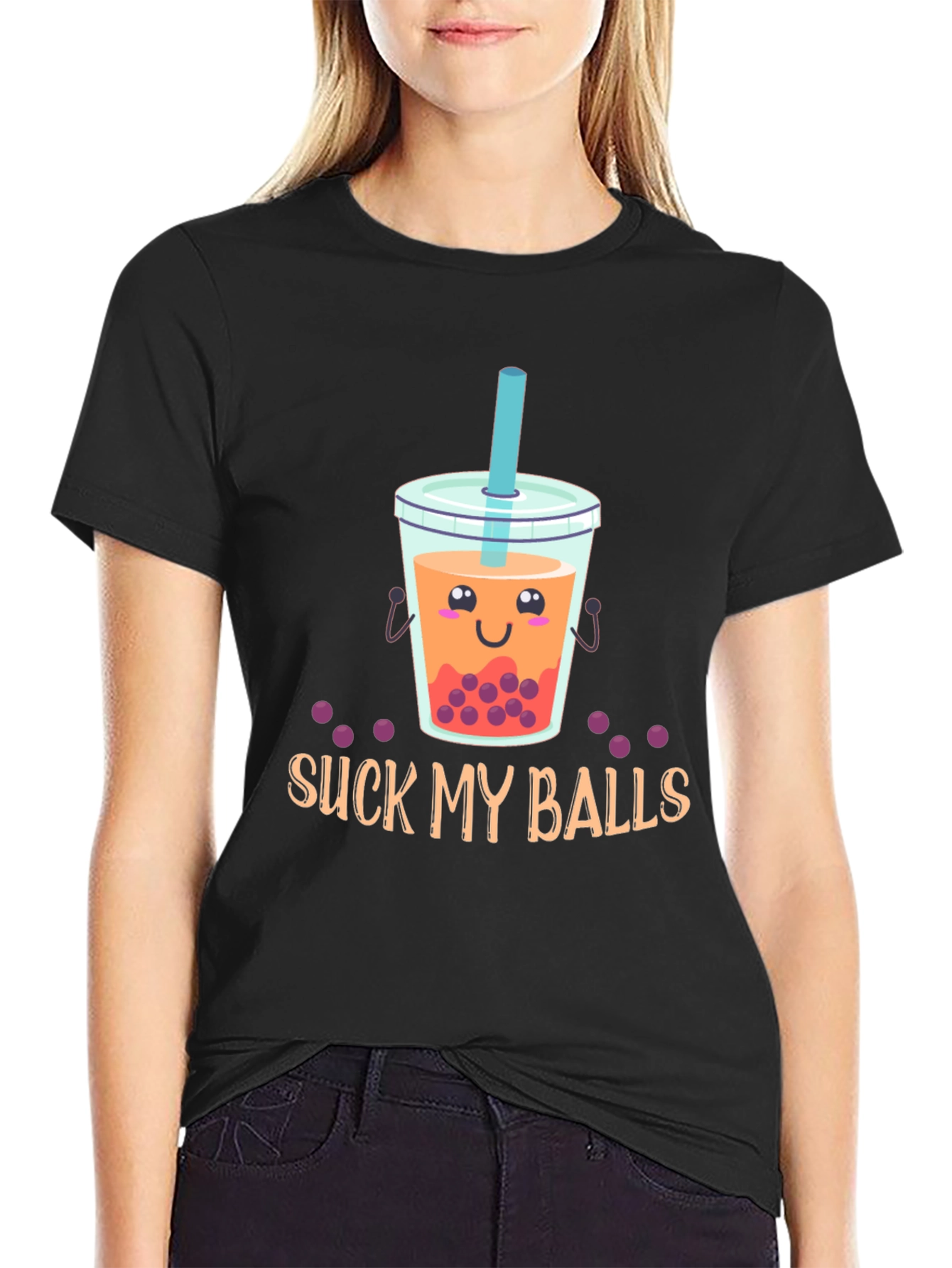 Suck My Balls Bubble Tea Graphic T-Shirt