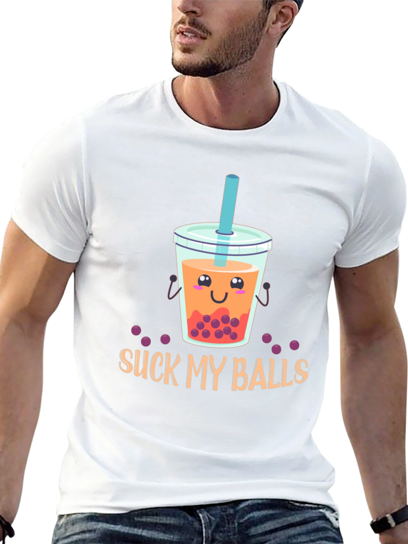 Suck My Balls Bubble Tea Graphic T-Shirt