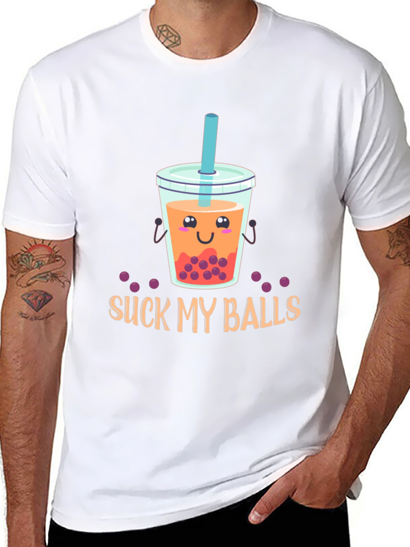 Suck My Balls Bubble Tea Graphic T-Shirt