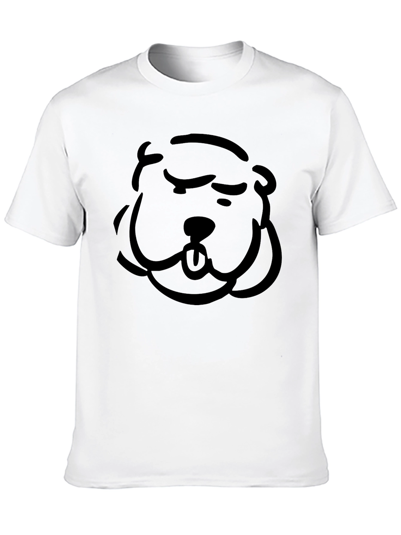 Cartoon Dog Face Black T-Shirt