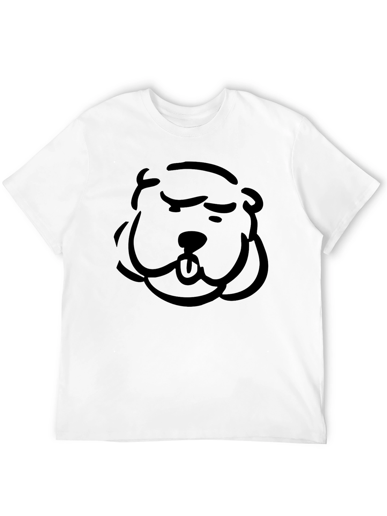 Cartoon Dog Face Black T-Shirt