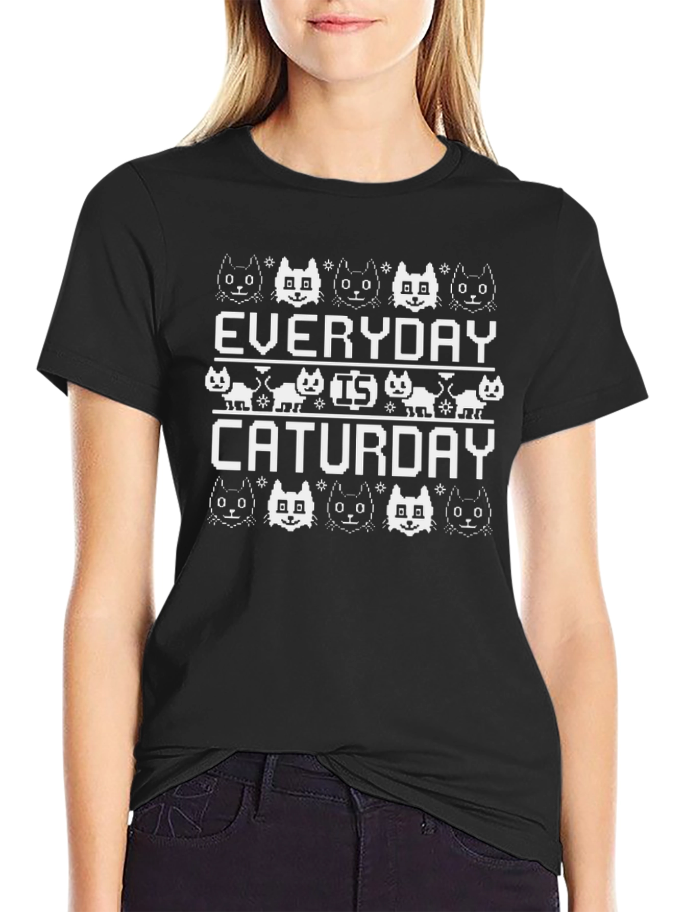 Everyday is Caturday Black T-Shirt