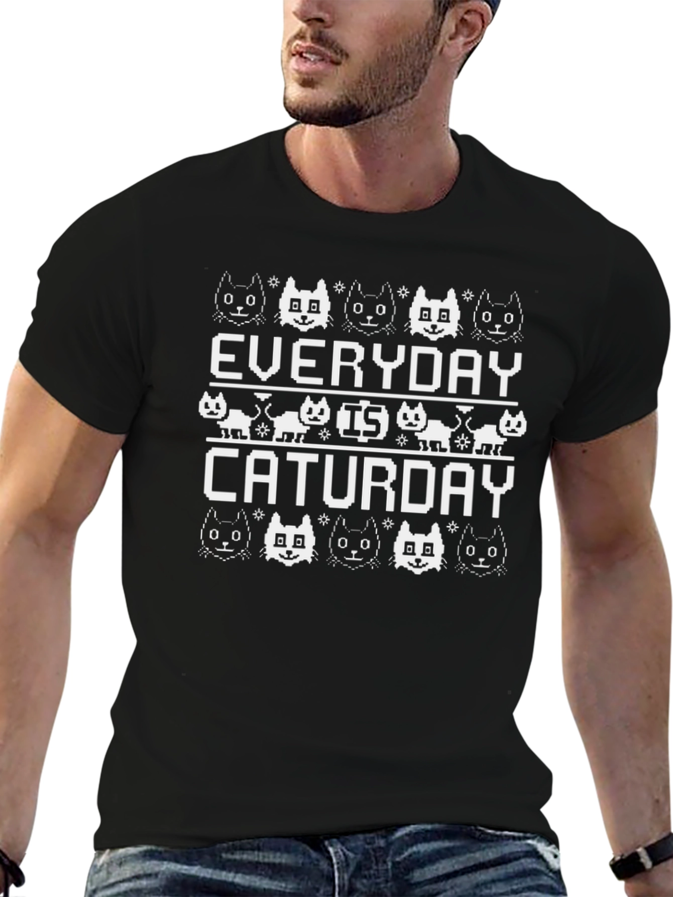 Everyday is Caturday Black T-Shirt