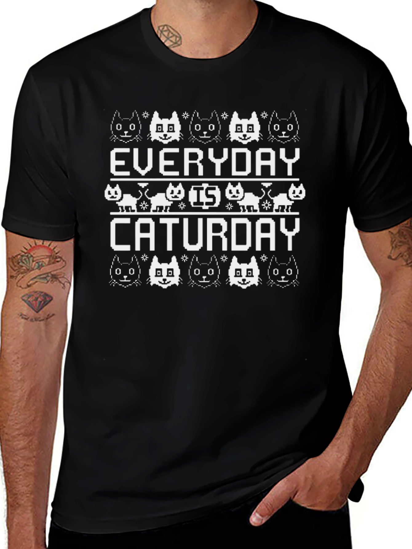 Everyday is Caturday Black T-Shirt