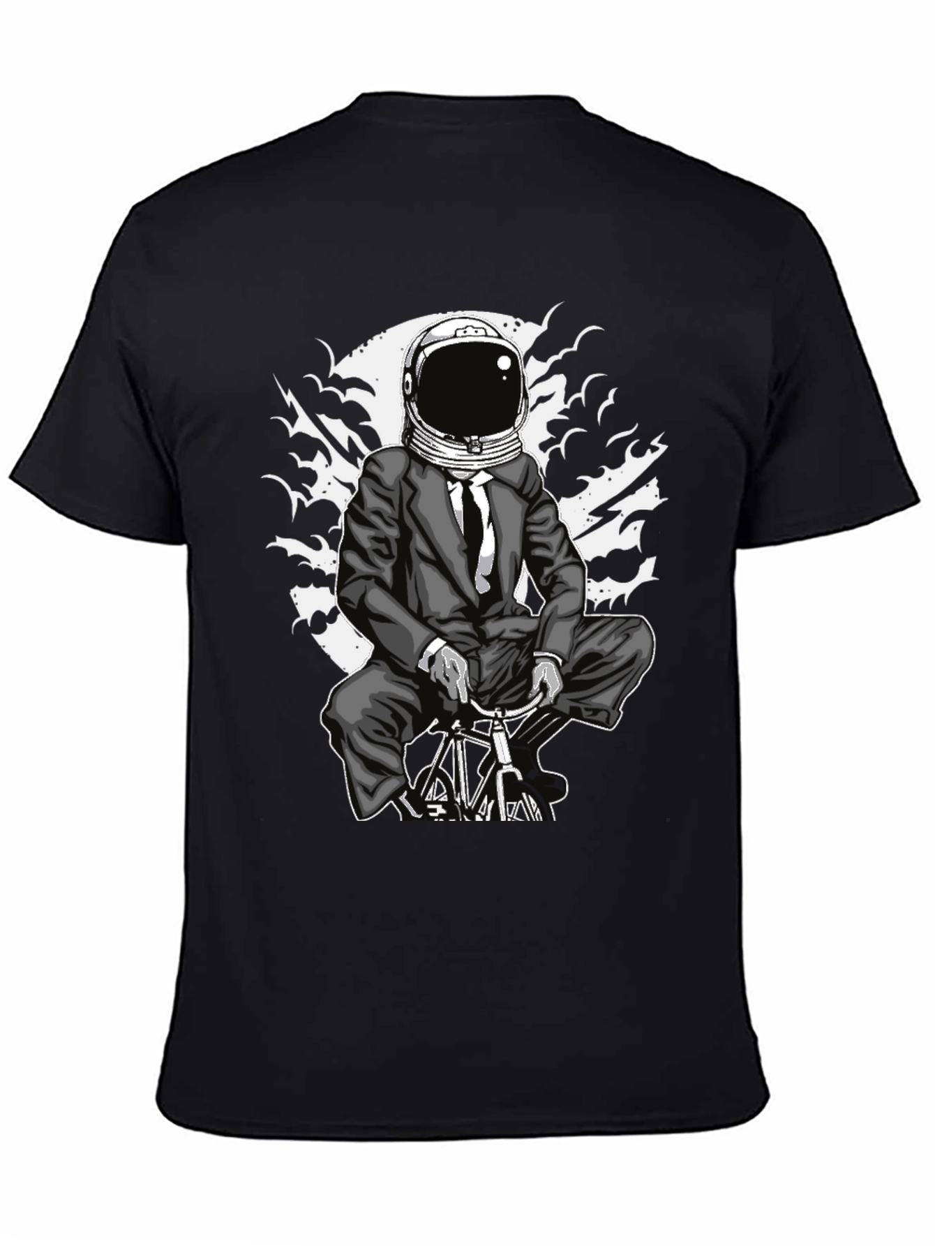 Astronaut Biker Black T-Shirt - Unique Graphic Tee