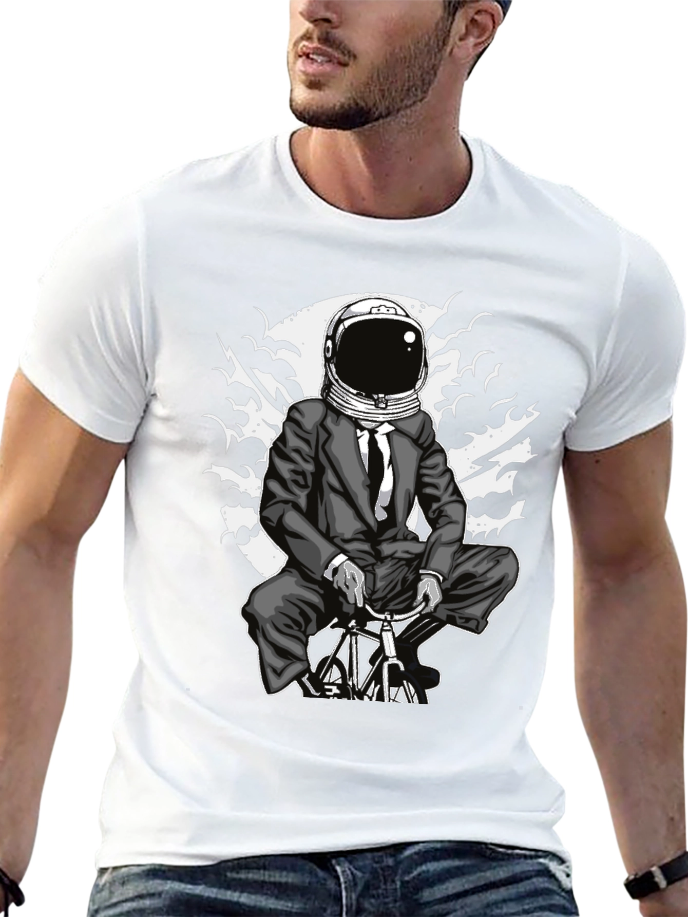 Astronaut Biker Black T-Shirt - Unique Graphic Tee