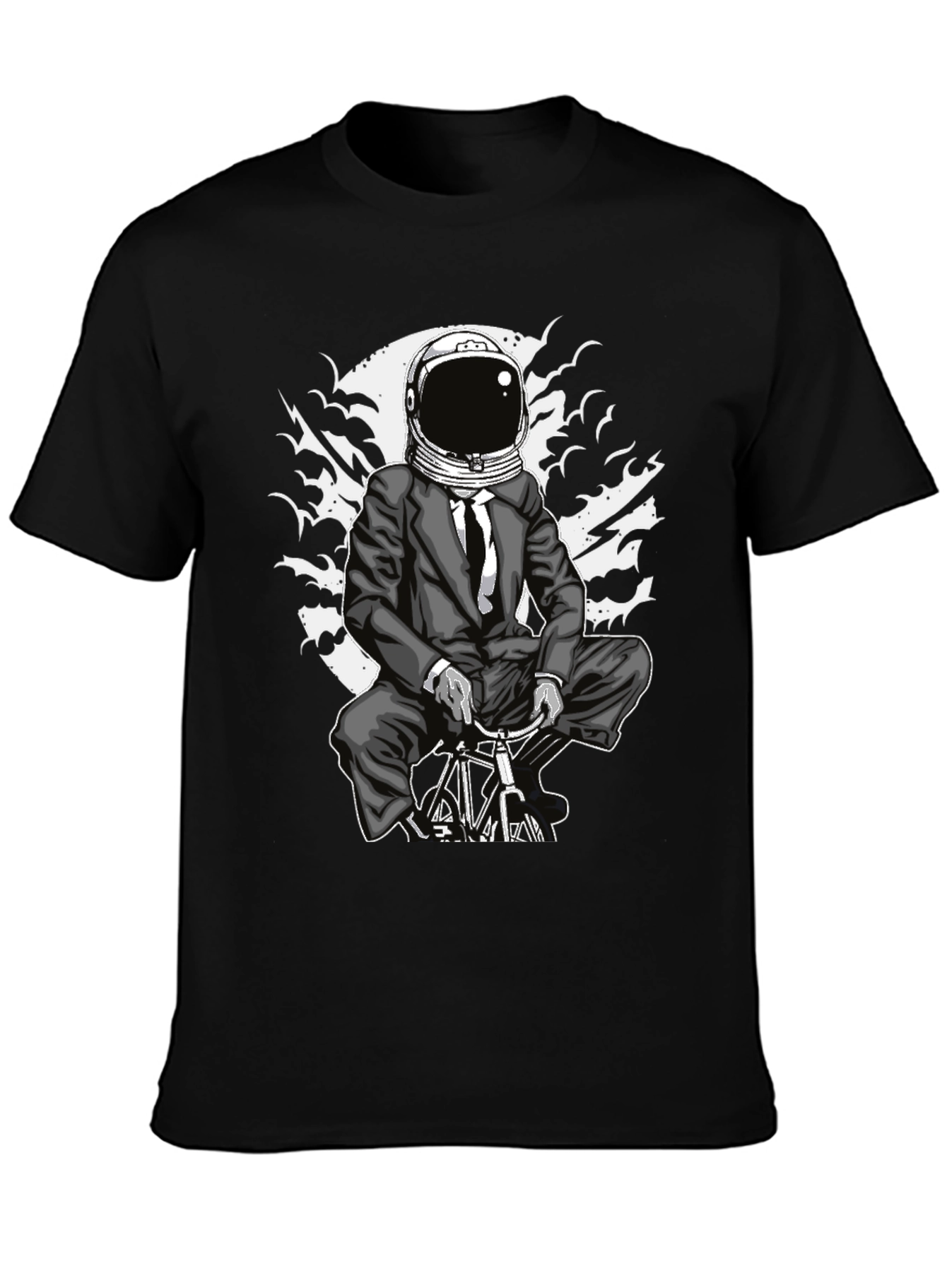 Astronaut Biker Black T-Shirt - Unique Graphic Tee